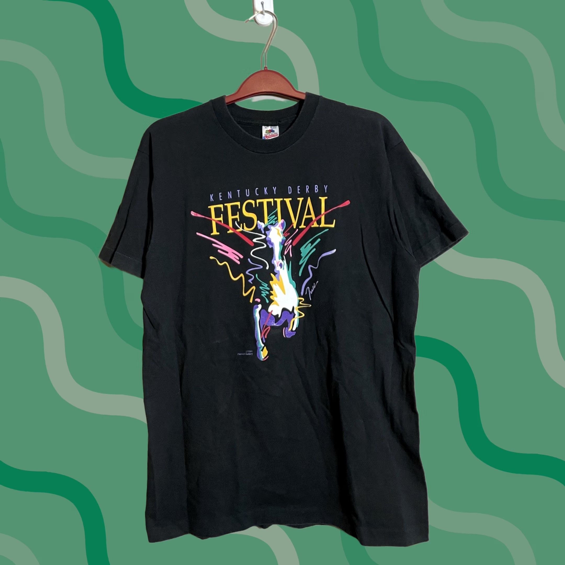 Fruit Of The Loom VINTAGE Kentucky Derby Horse Racing Black T Shirt XL Mens 90s USA Fruit of the Loom Size US XL / EU 56 / 4 - 1 Thumbnail