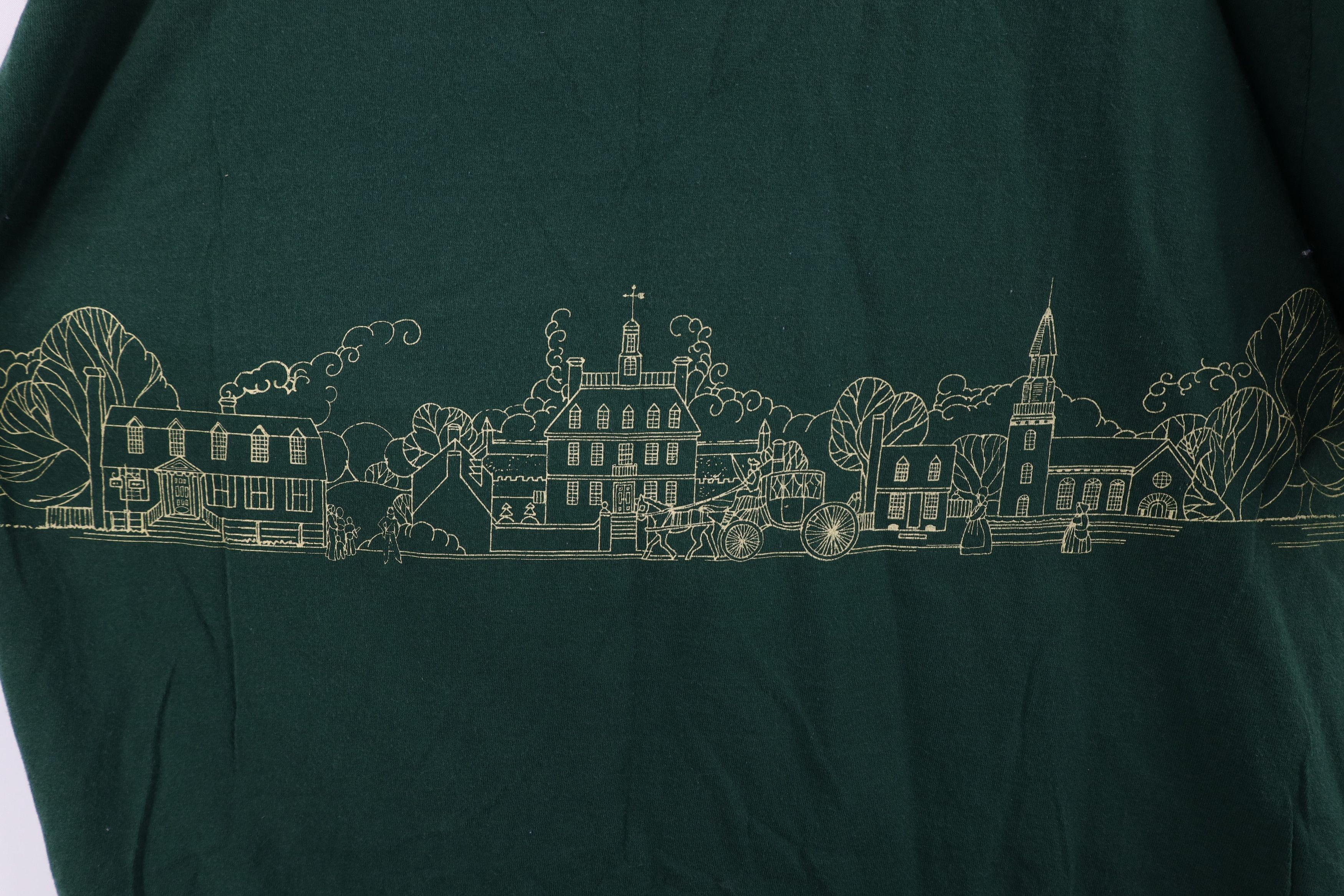Vintage Vintage 90s Spell Colonial Williamsburg T-Shirt Green USA Size US XXL / EU 58 / 5 - 13 Thumbnail