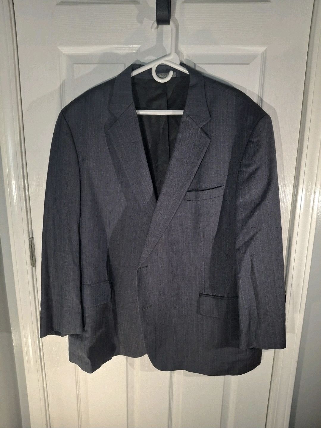 Oscar De La Renta Oscar de la Renta Blue Herringbone Pinstripe Wool Blazer Size 50R - 1 Thumbnail