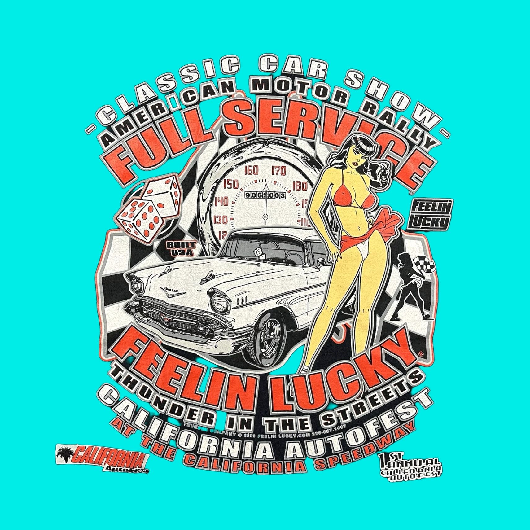 Vintage VINTAGE Feelin Lucky Full Service Pit Pinup Girl Tee Shirt Mens 3XL Black Biker Shirt 90s Size US XXL / EU 58 / 5 - 1 Thumbnail