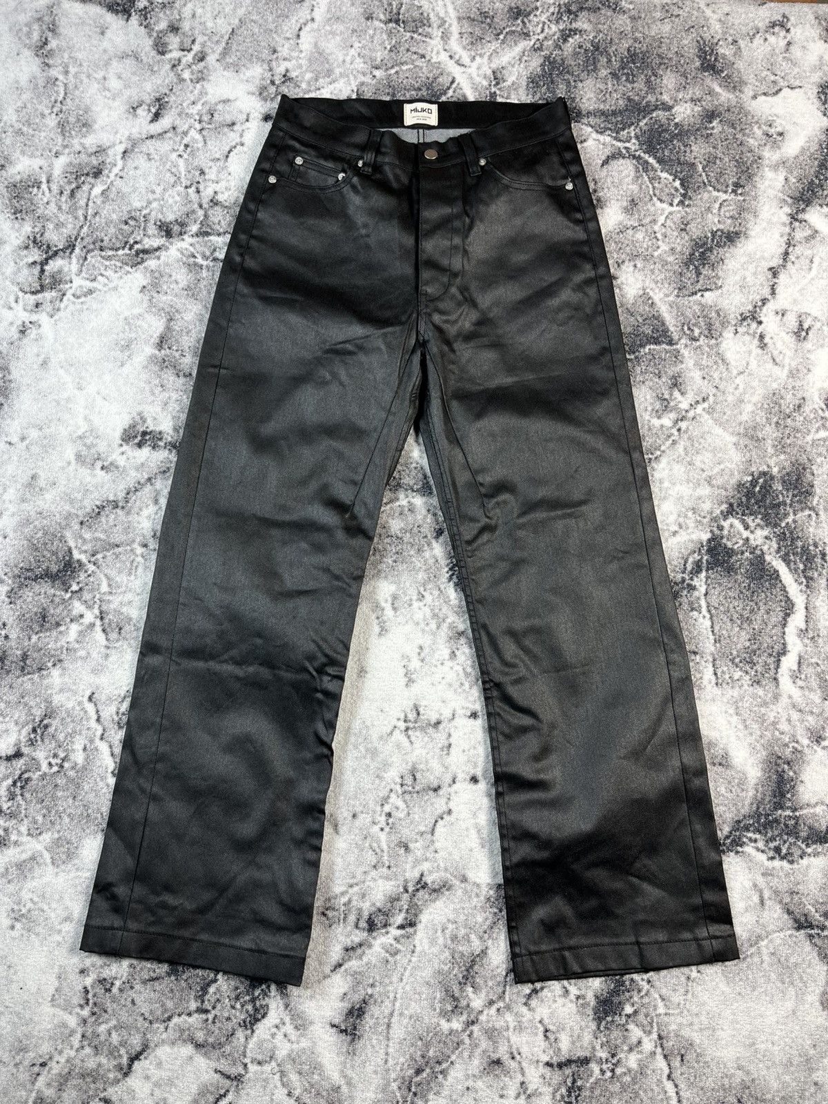 Other MIJKO Coated Denim Leather Look Pants Y2K Straight Fit M Size 31" - 1 Thumbnail