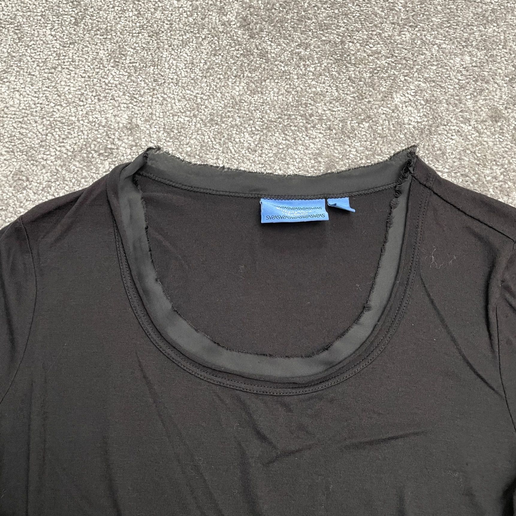 Vintage Simply Ver Vera Wang Blouse Womens Small Black Long Sleeve Round Neck Top Tunic Size S / US 4 / IT 40 - 3 Thumbnail