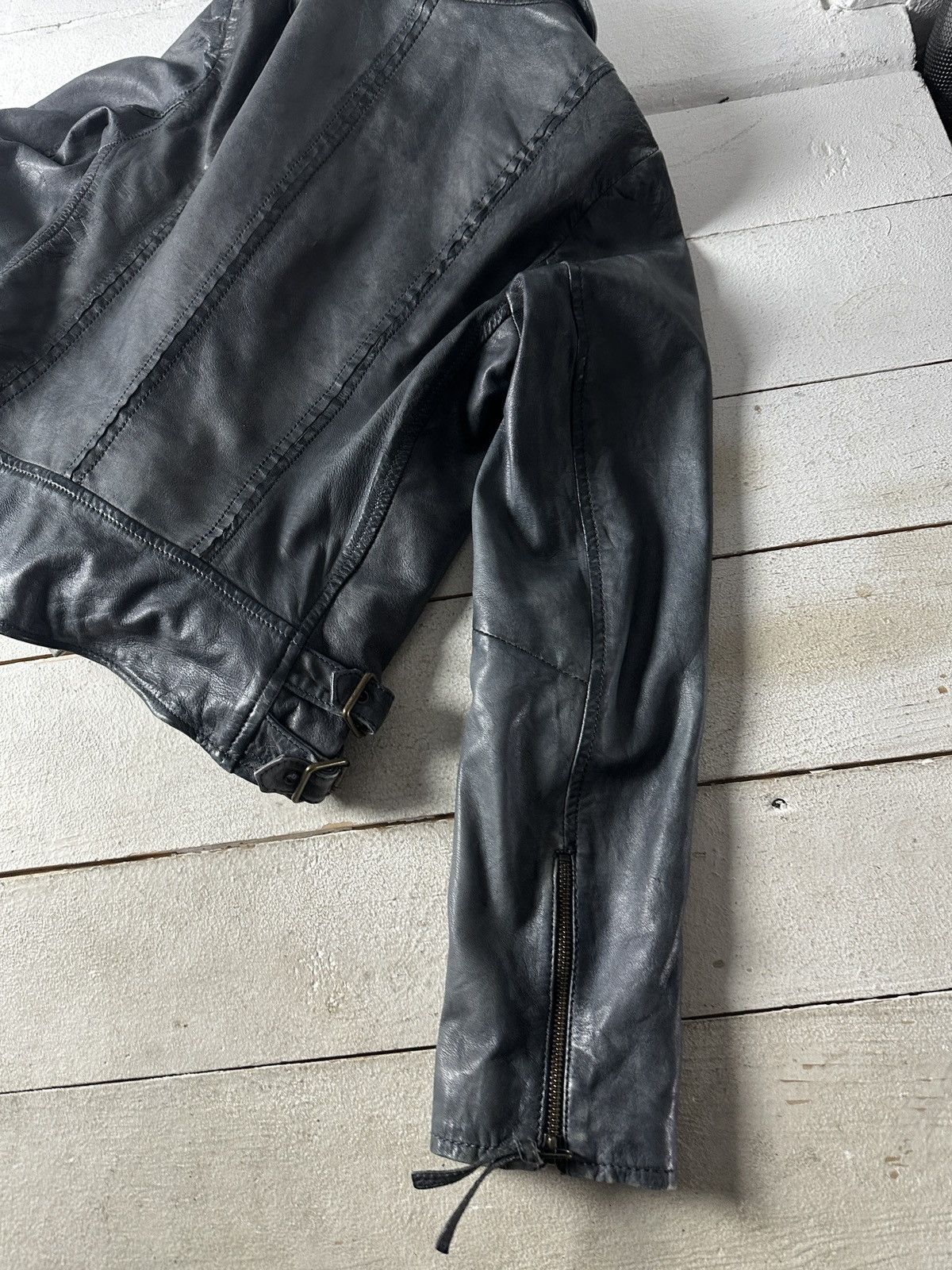 Other 🚨Y2K RICK OWENS TYPE DIRTY SLIM FIT ZIP LEATHER JACKET Size M / US 6-8 / IT 42-44 - 10 Thumbnail