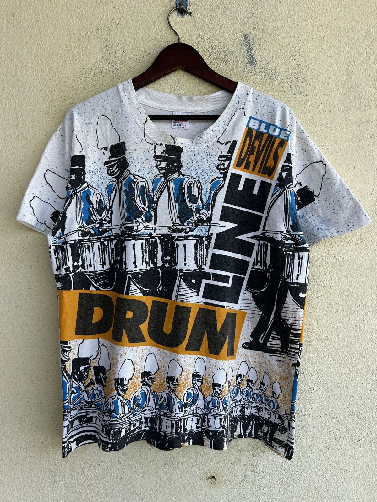 Anvil Vintage 90’s The Blue Devils Drum Line Overprint Tshirt Size US L / EU 52-54 / 3 - 2 Thumbnail