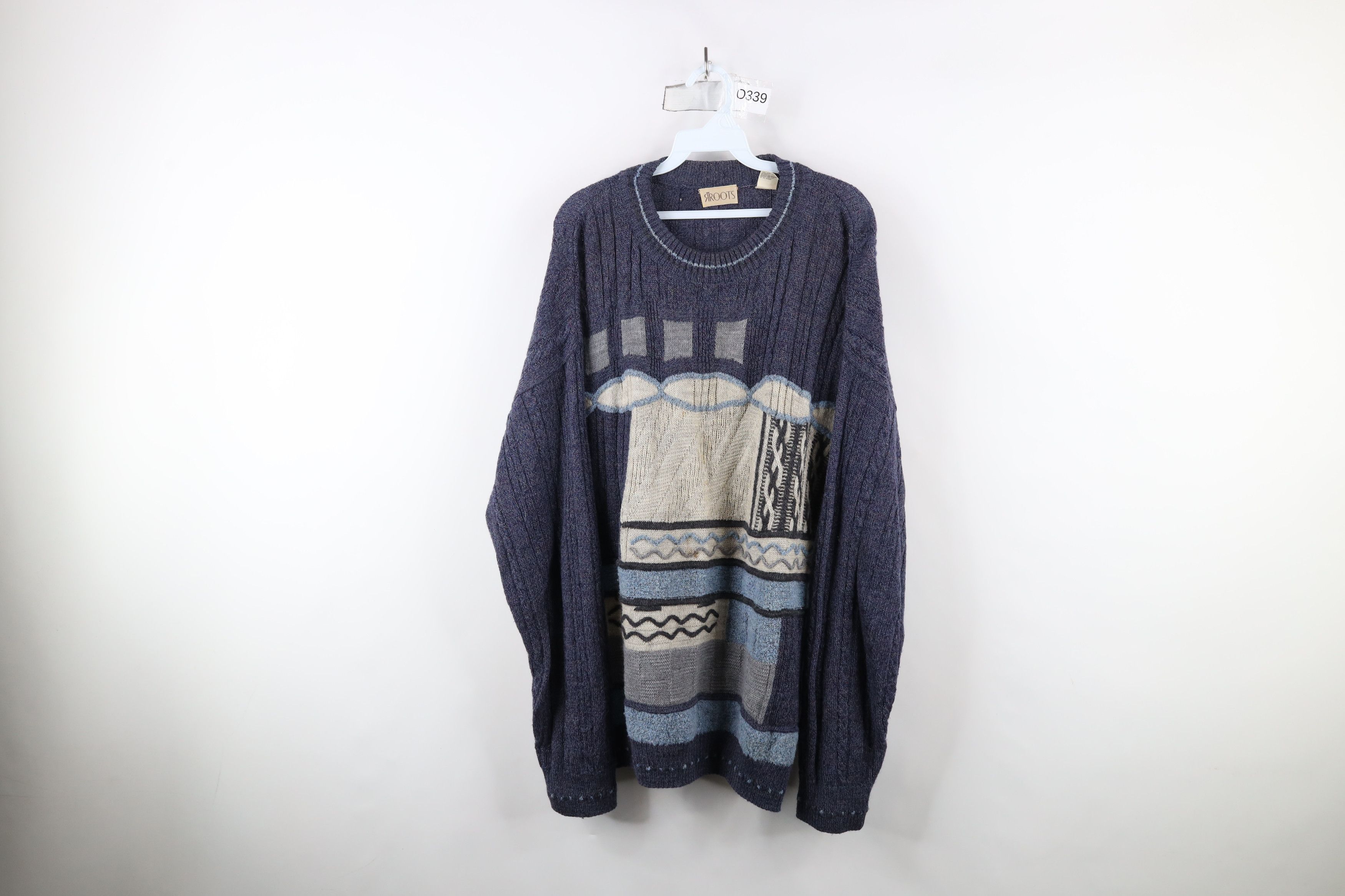 Vintage Vintage 90s Coogi Style Knit Geometric Crewneck Sweater Size US XL / EU 56 / 4 - 1 Thumbnail