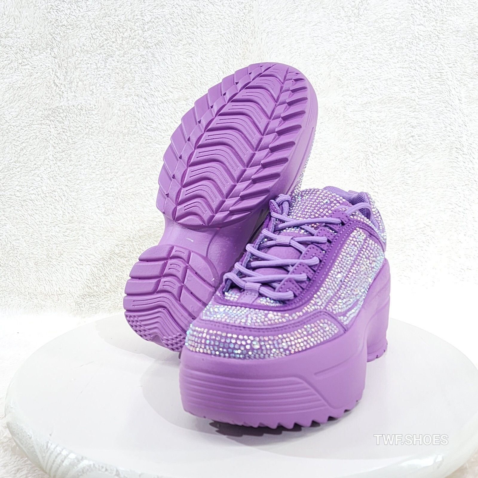Other Ultra Cush Lilac Purple Rhinestone Platform Sneakers (US Sho Size US 6 / IT 36 - 3 Thumbnail