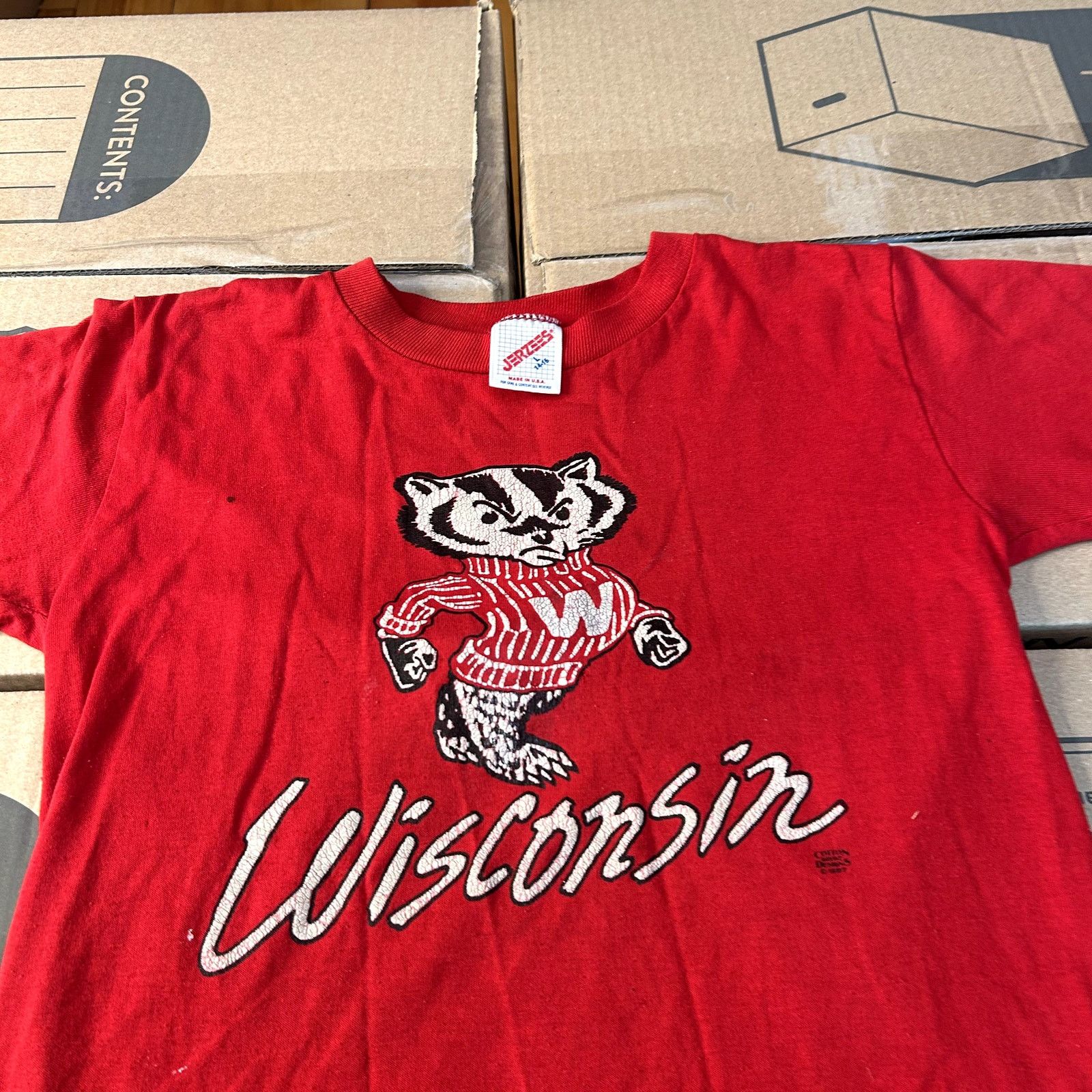 Jerzees Vintage 90s Youth Wisconsin Badgers T-Shirt Large Size US L / EU 52-54 / 3 - 2 Thumbnail