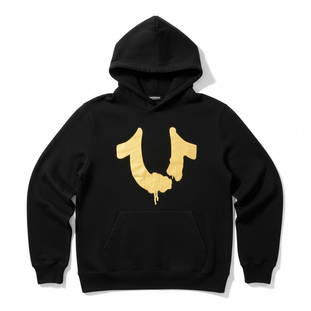 True Religion True Religion Men's M Black Gold Arm Spell Out Logo Hoodie Size US L / EU 52-54 / 3 - 1 Thumbnail