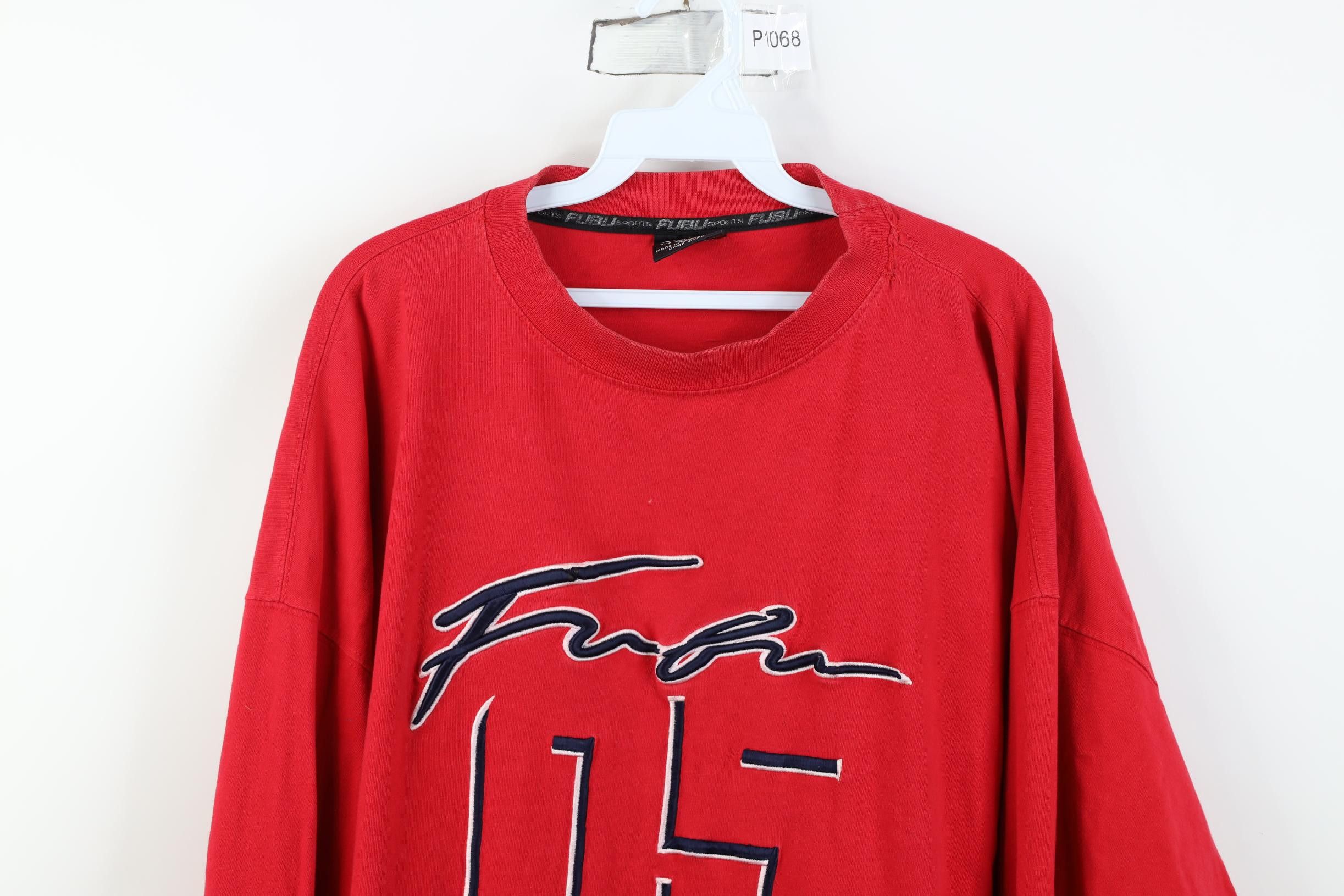 Fubu Vintage 90s Y2K FUBU Fit Long Sleeve T-Shirt Red Cotton Size US XXL / EU 58 / 5 - 2 Thumbnail
