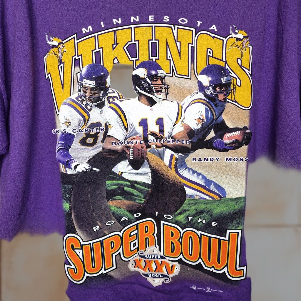 Vintage Vintage Sport Attack Minnesota Vikings Shirt Mens XL Purple Super Bowl XXXV Tee Size US XL / EU 56 / 4 - 1 Thumbnail