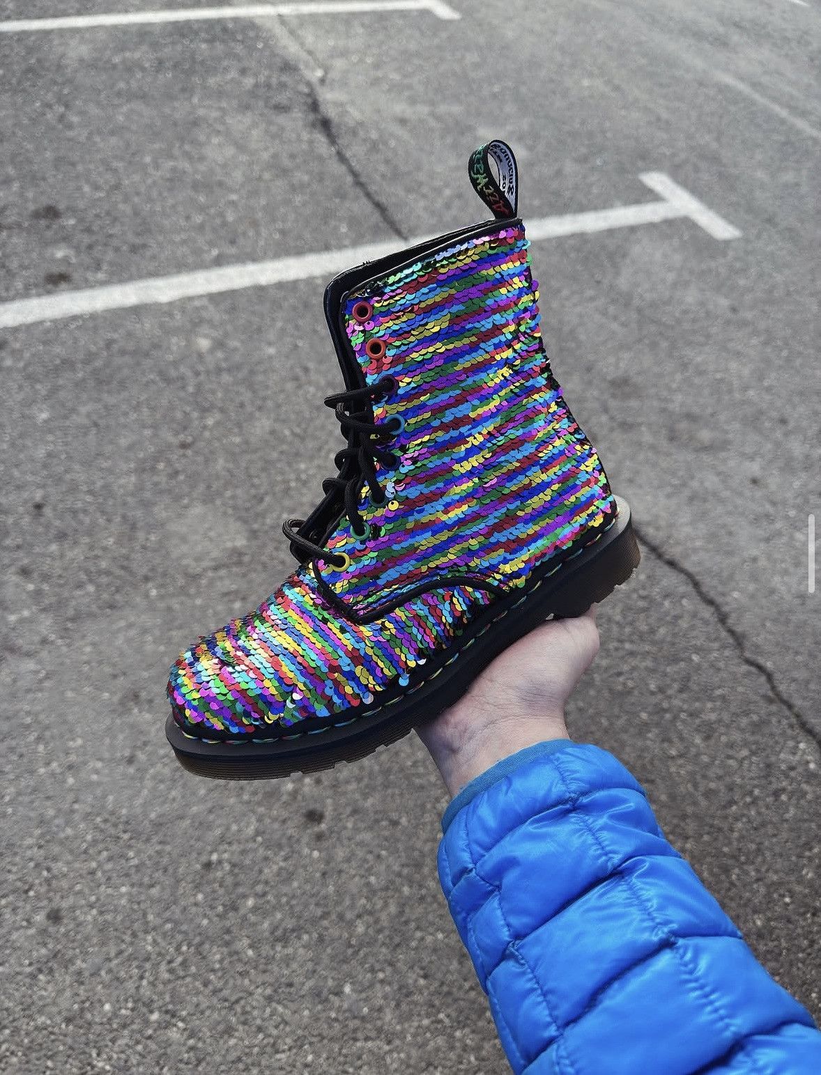 Dr. Martens Dr. Martens 1460 Pascal Reversible Sequin boots Size US 7 / IT 37 - 1 Thumbnail