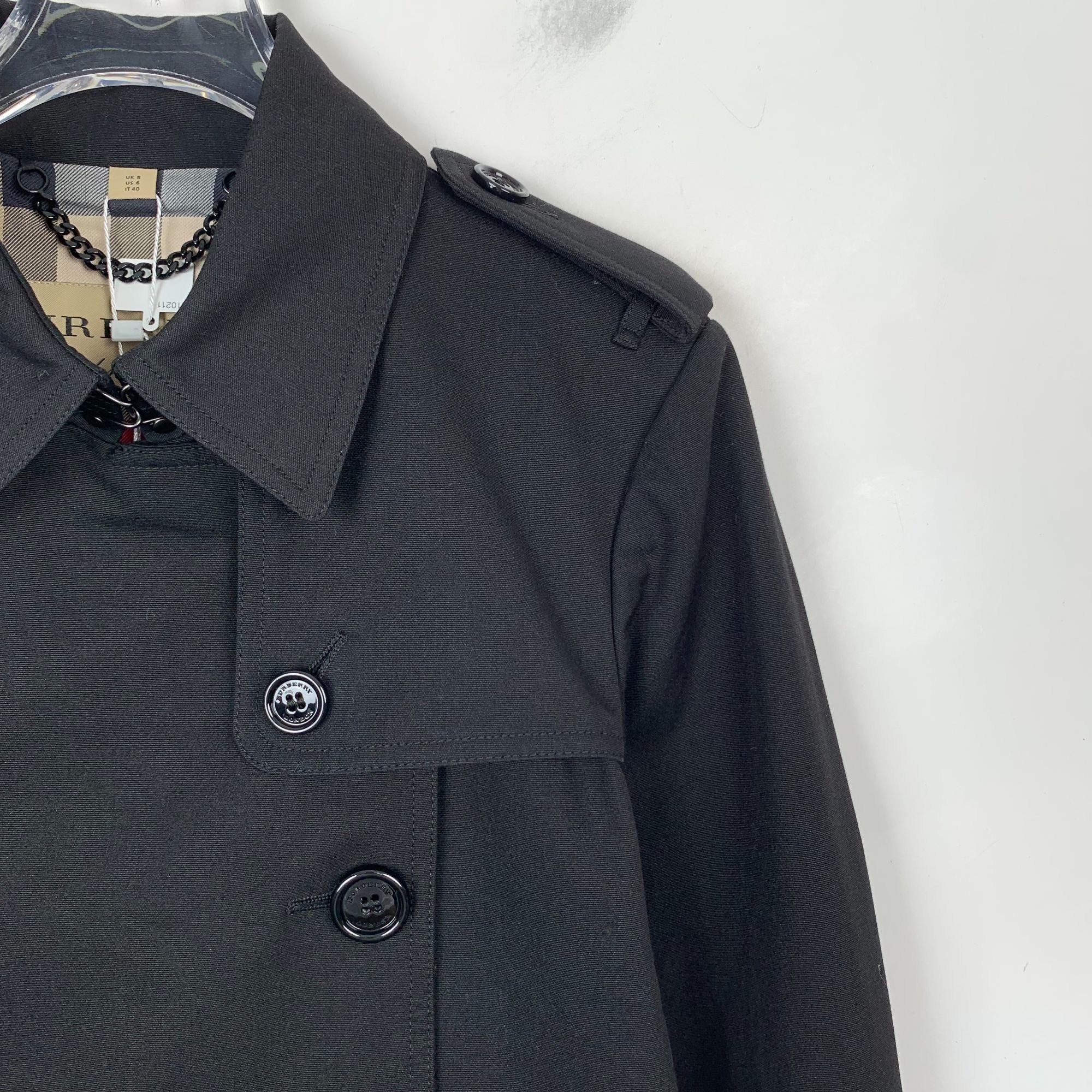 Burberry Burberry Black Cotton Double-Breasted Trench Coat (Size 40) Size M / US 6-8 / IT 42-44 - 6 Thumbnail