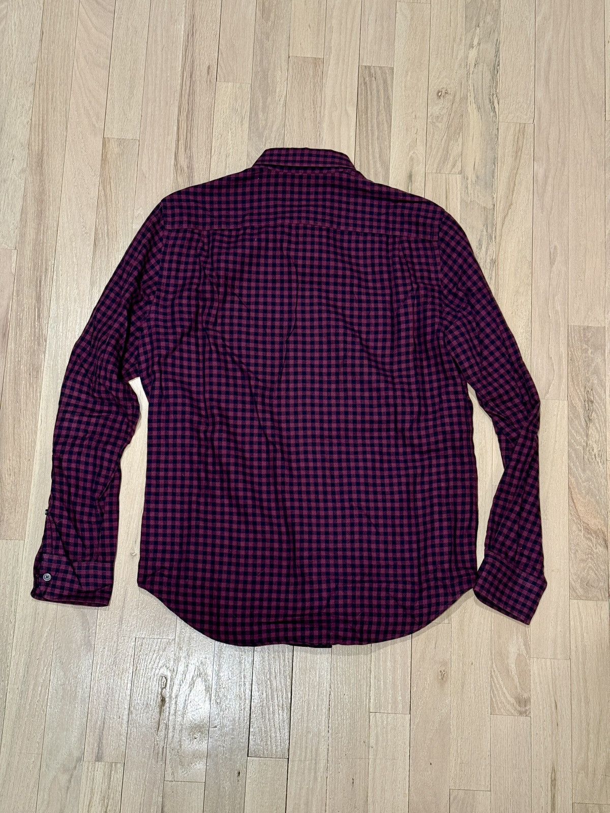 Club Monaco Oxford Cloth Deep Purple Plaid Button Down Size US M / EU 48-50 / 2 - 2 Thumbnail
