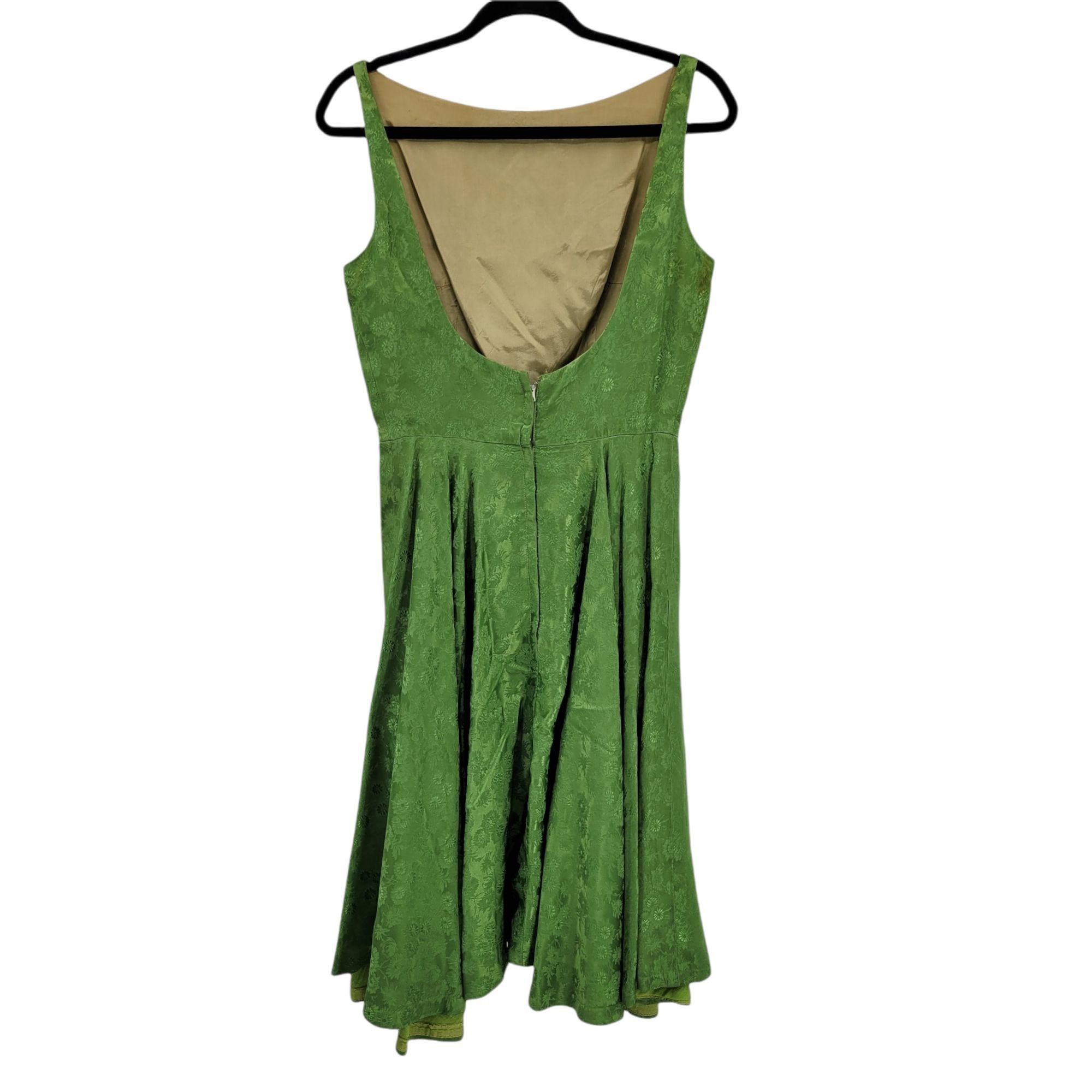 Vintage 50's Jay Herbert Midi Dress Sz S Avocado Brocade Boat Neck O Size S / US 4 / IT 40 - 4 Thumbnail