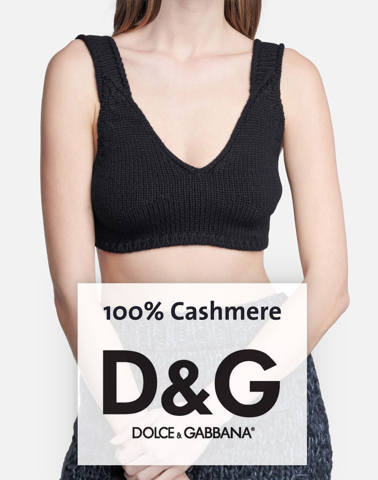 Dolce & Gabbana MSRP~600€ Unique Crop Top, 100% Cashmere! Tank Top, Bralette Size L / US 10 / IT 46 - 1 Thumbnail