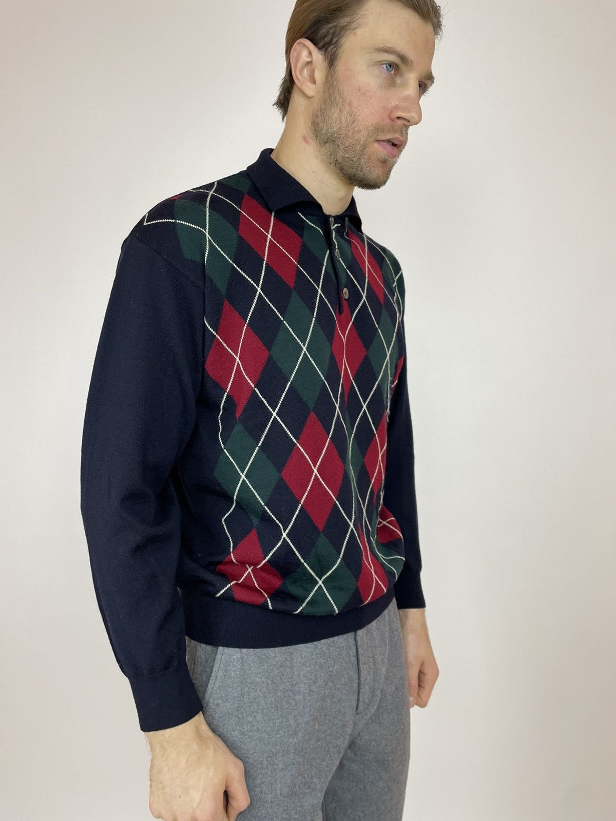 Japanese Brand × Vintage Royal Spencer Wool sweater knit Polo long sleeve size L-XL Size US XL / EU 56 / 4 - 4 Thumbnail