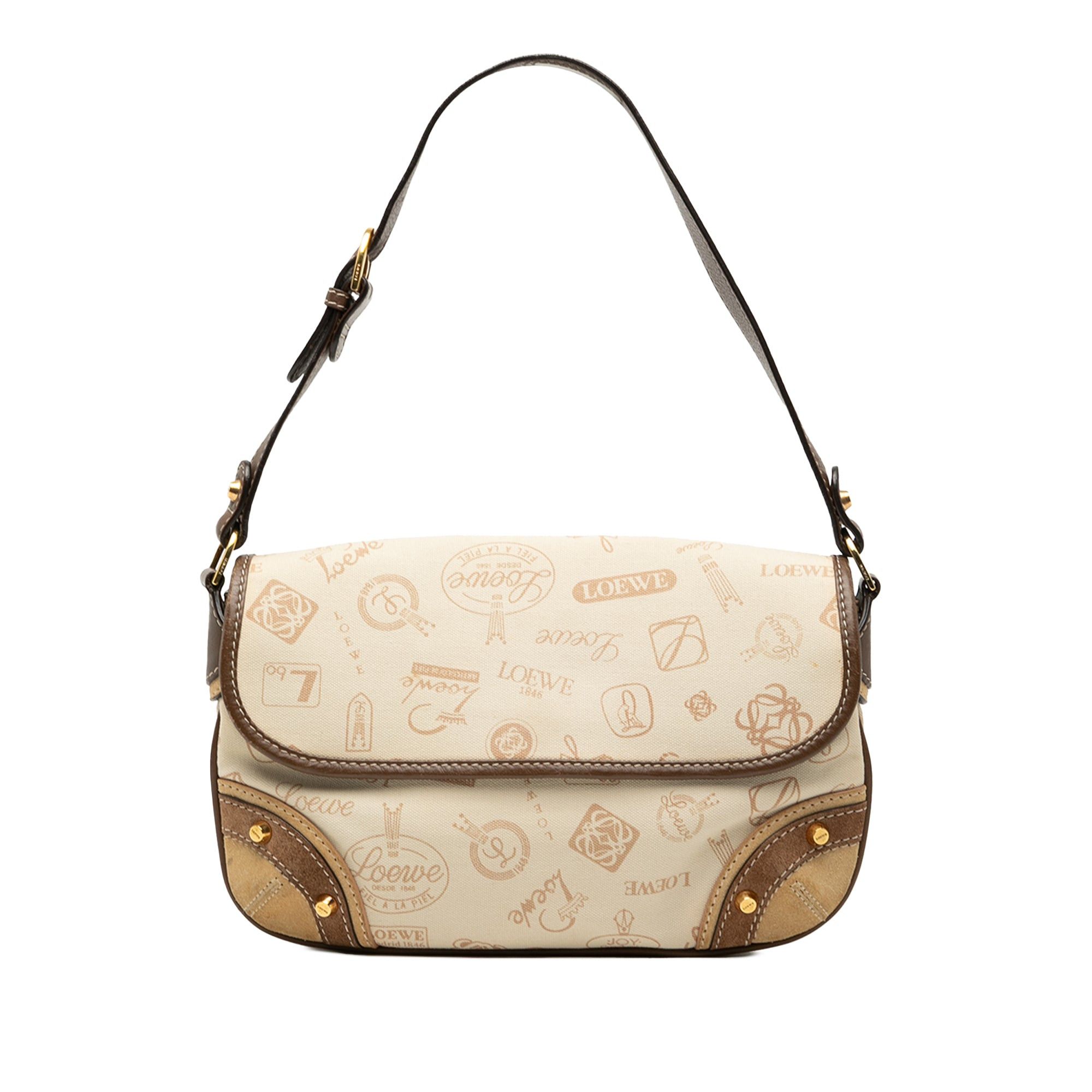 Loewe 160th Anniversary Suede Trimmed Canvas Flap Shoulder Bag Size ONE SIZE - 1 Thumbnail