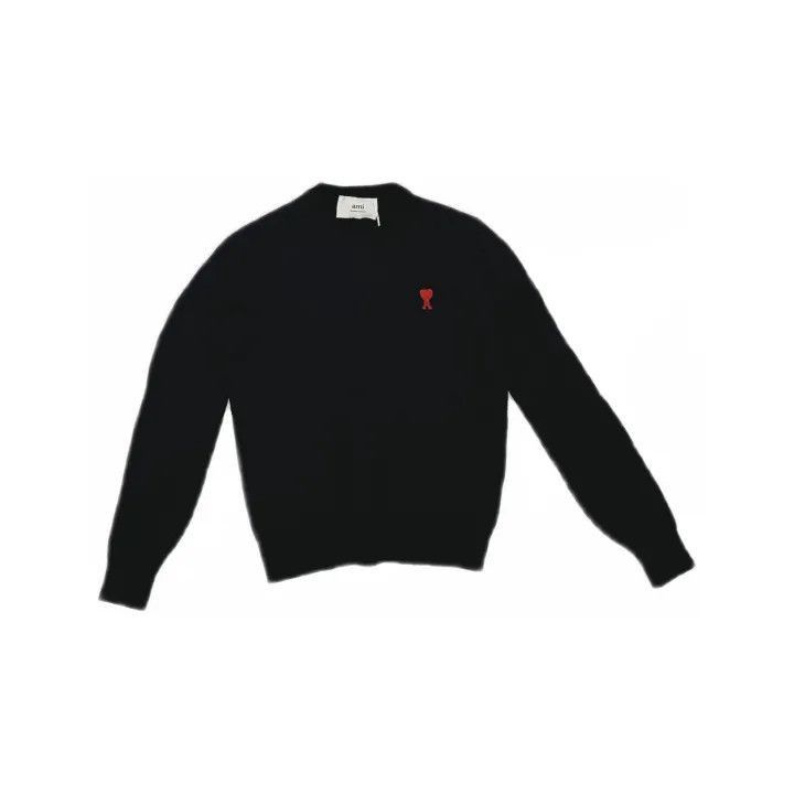 AMI AMIPARIS Men's Black Crewneck Sweater with Hearts -2507 Size US XS / EU 42 / 0 - 2 Thumbnail
