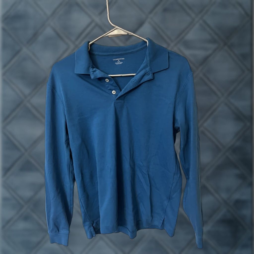 Lands' End Lands' End Polo Shirt Long Sleeve Traditional Fit Blue Men's Size S Preppy Size US S / EU 44-46 / 1 - 1 Thumbnail