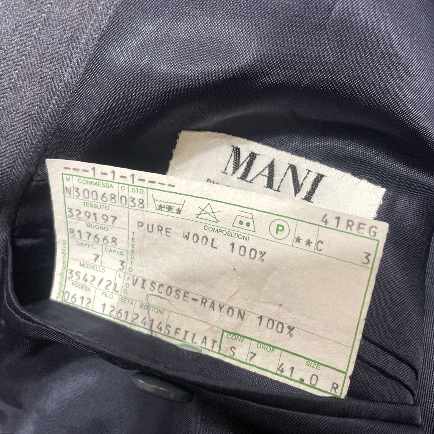 VINTAGE Giorgio Armani MANI Sport Coat Jacket Men 41R Wool Dark Gray Red Italy Blazer