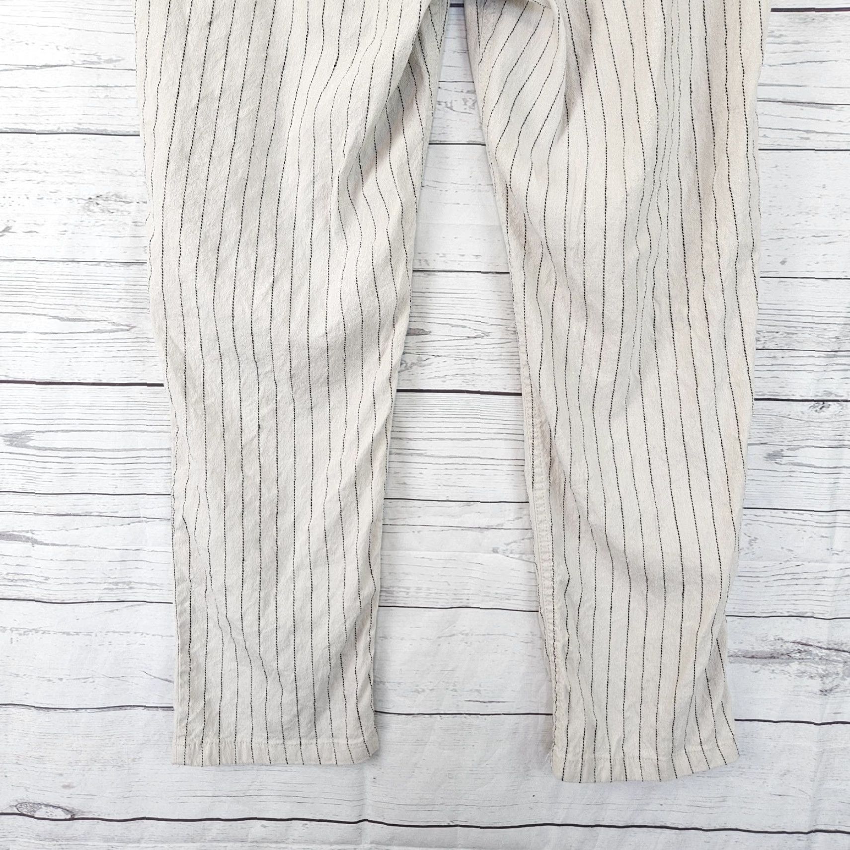 Loft Ann Taylor LOFT Womens Marisa Cropped Pants Sz 8 Beige Stripe Linen Blend Size 30" / US 8 / IT 44 - 5 Thumbnail