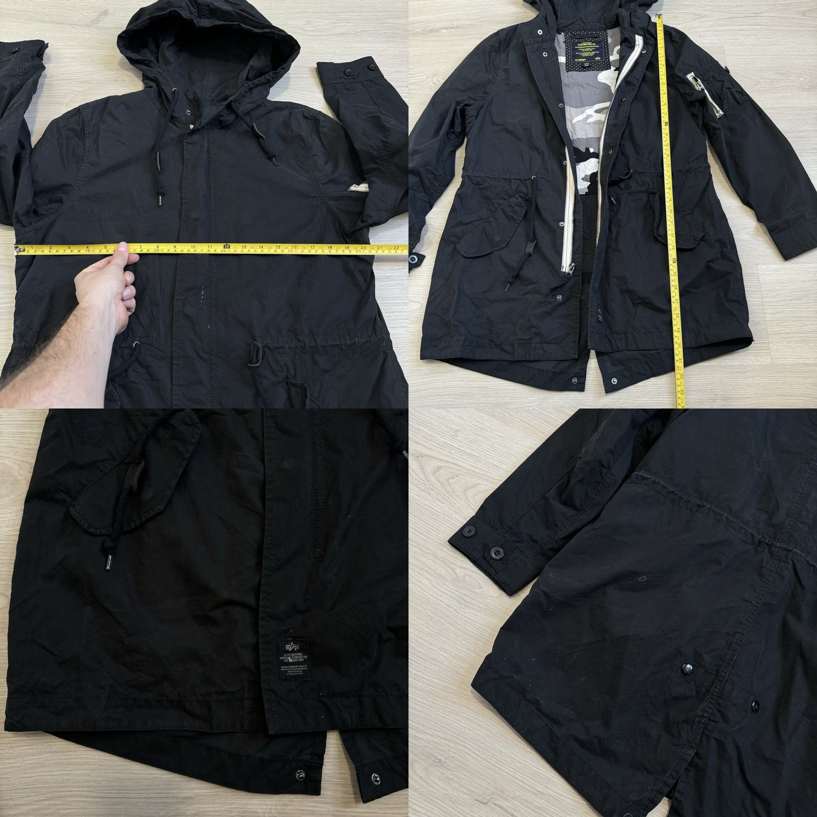Vintage VINTAGE Alpha Industries Inc Diplomat Fishtail Parka Hooded Zip Women L Black Camo Parka Womens刘 Size L / US 10 / IT 46 - 8 Thumbnail