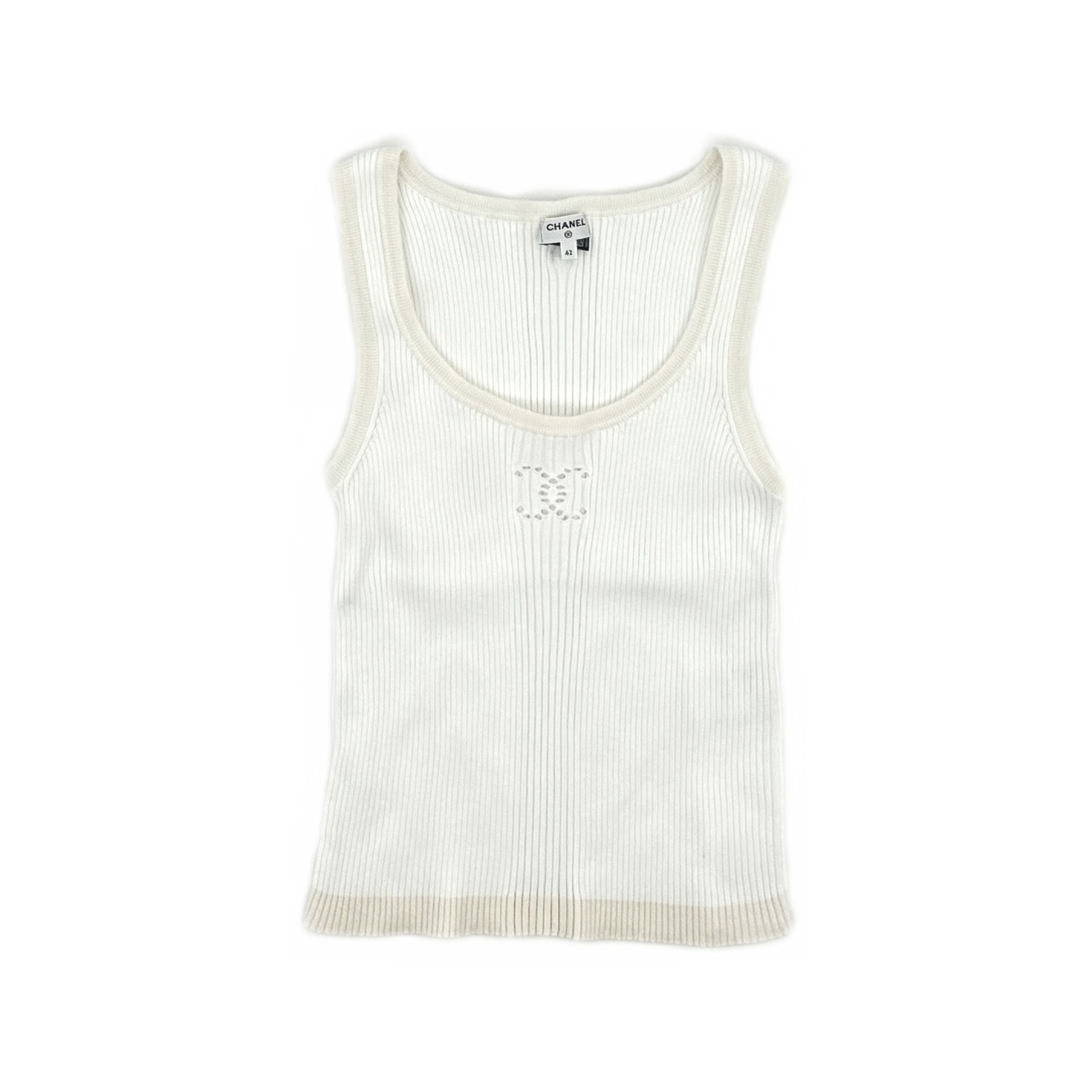 Chanel Chanel Logo Ribbed Tank Top Size 42 Size M / US 6-8 / IT 42-44 - 1 Thumbnail