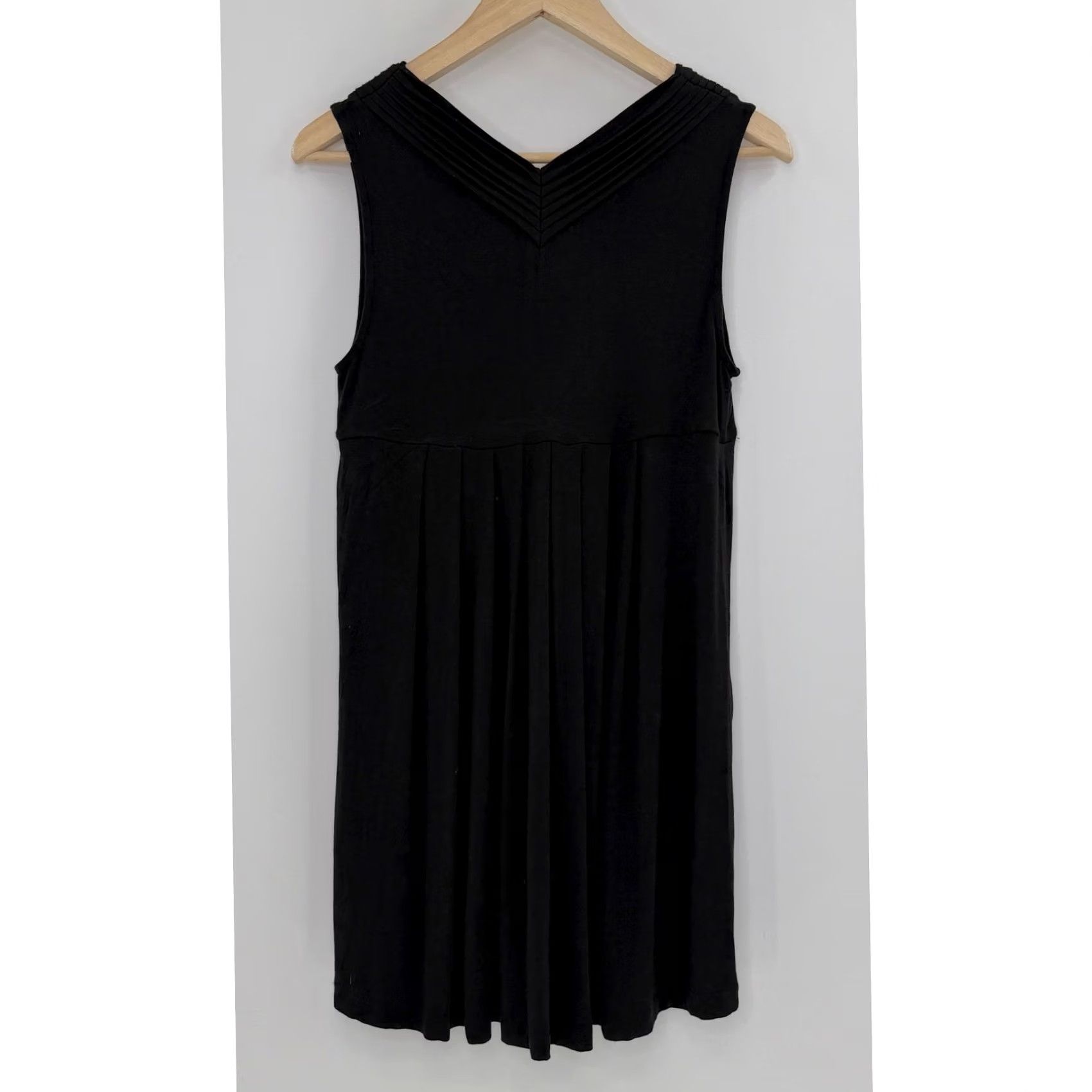 Calvin Klein Calvin Klein Black Sleeveless V-Neck Dress Midi A-Line Pocket Pleated Solid Women's Dress, Casual, Summer, 8, L Size L / US 10 / IT 46 - 2 Thumbnail