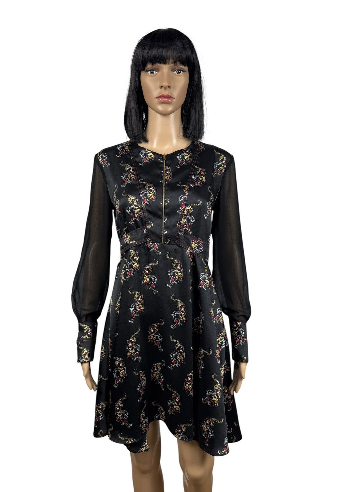 mesh dress petite Petite Amalie Black Rose Flocked Mesh Bow Dress