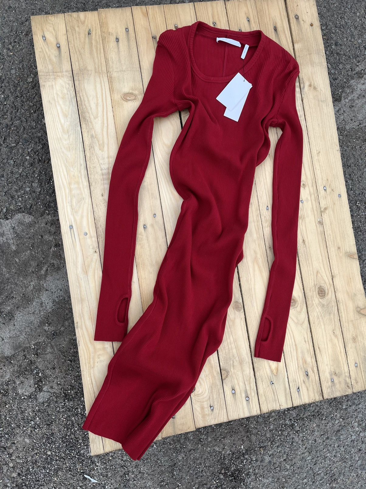 Helmut Lang HELMUT LANG RED RIBBED MAXI DRESS Size S / US 4 / IT 40 - 1 Thumbnail