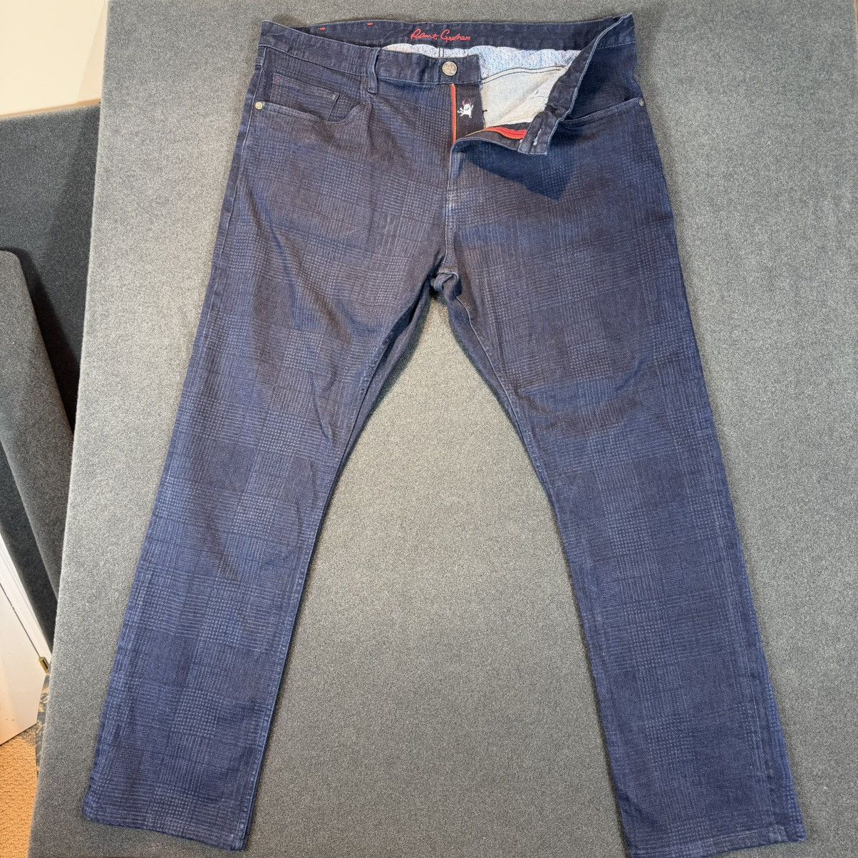 Robert Graham ROBERT GRAHAM - Straight Blue Pattern Denim Jeans Size US 40 / EU 56 - 1 Thumbnail