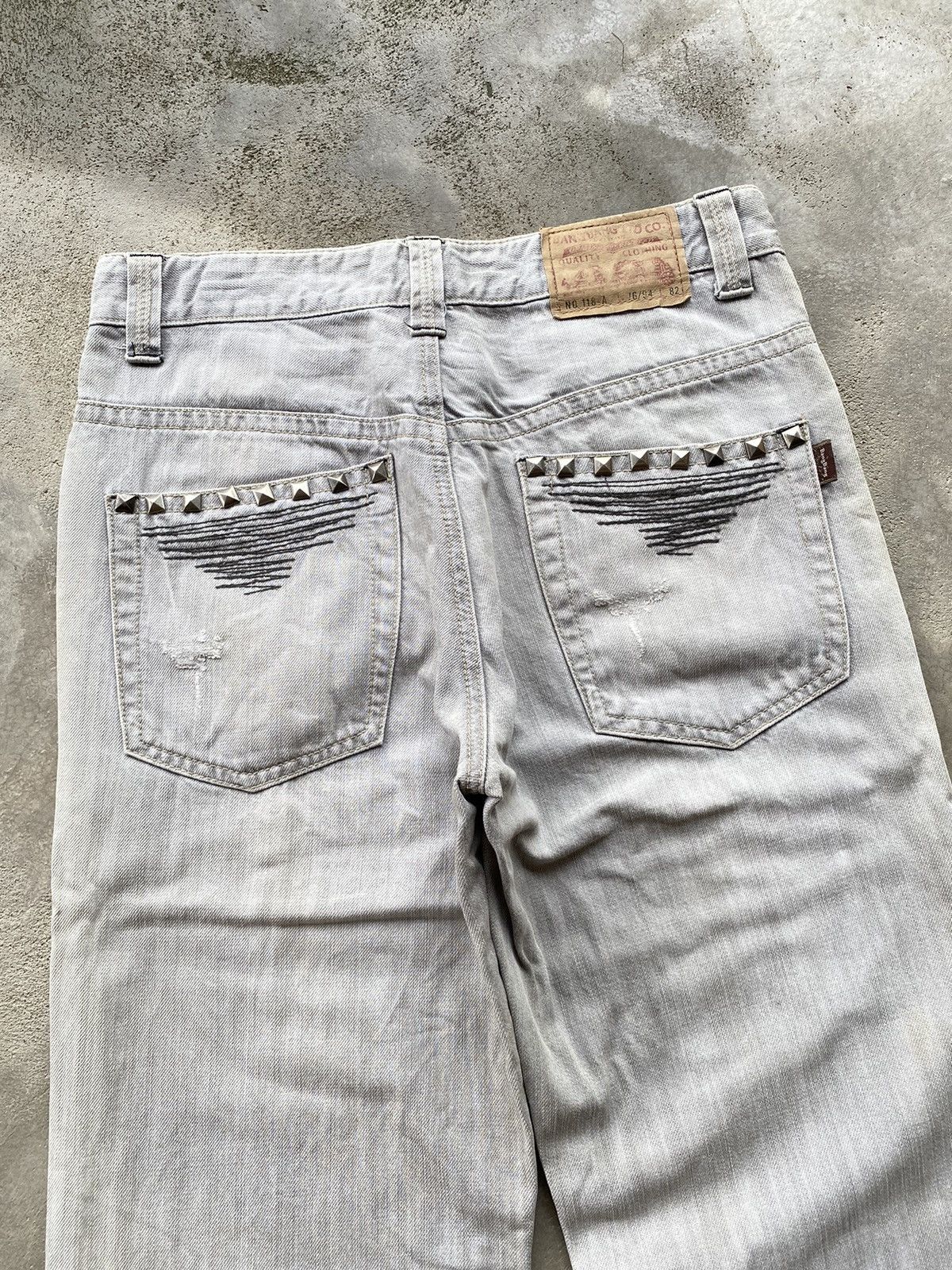 If Six Was Nine × Japanese Brand × Le Grande Bleu (L.G.B.) Bang Bang Ripped Spike Baggy Jeans Size US 31 - 3 Thumbnail