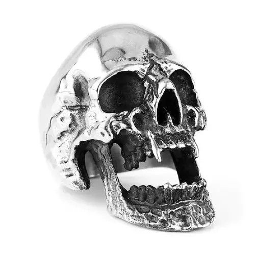 Ring Of Fire Stainless Steel Vampire Skull Ring Size ONE SIZE - 4 Thumbnail