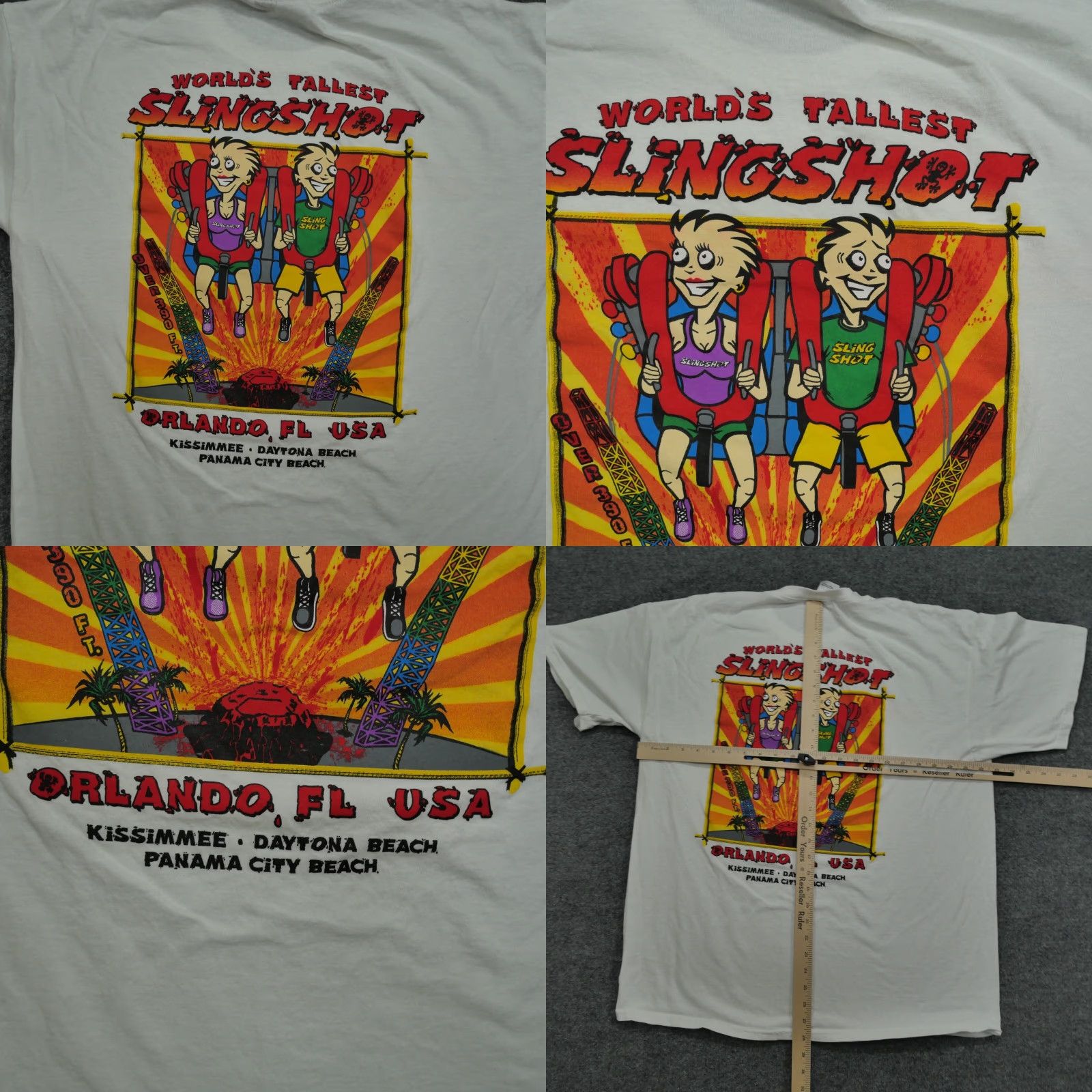 Vintage Sligshot T Shirt Adult XL White Roller Coaster Amusement Park Ride Theme Mens XL T-Shirt Crew Neck Short Sleeve Cotton PlayStation Graphic Solid 90s? Size US XL / EU 56 / 4 - 8 Thumbnail