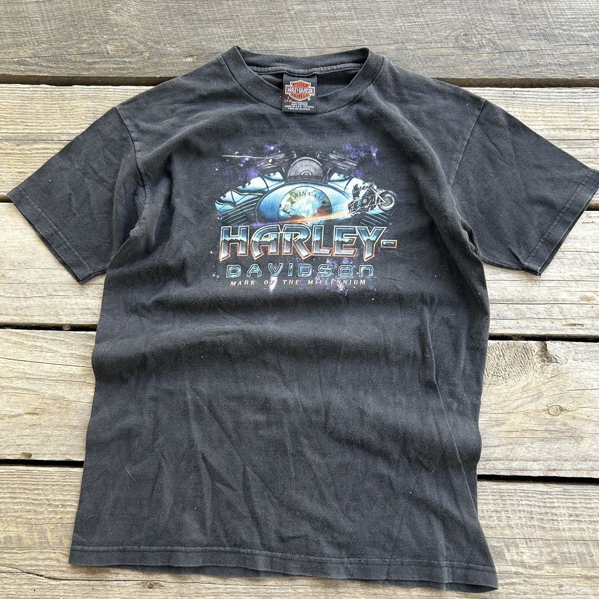 Harley Davidson Vintage 90s Faded Harley Davidson Space Earth Youth T Shirt Size US XS / EU 42 / 0 - 4 Thumbnail