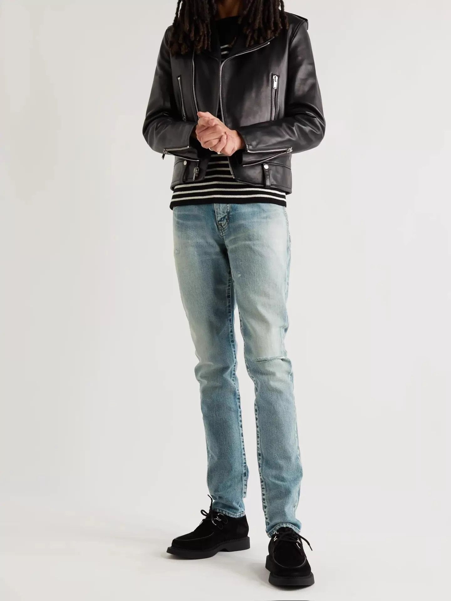 Saint Laurent Paris Saint Laurent D02 SK Skinny Jeans One Side Ripped Size US 29 - 6 Thumbnail