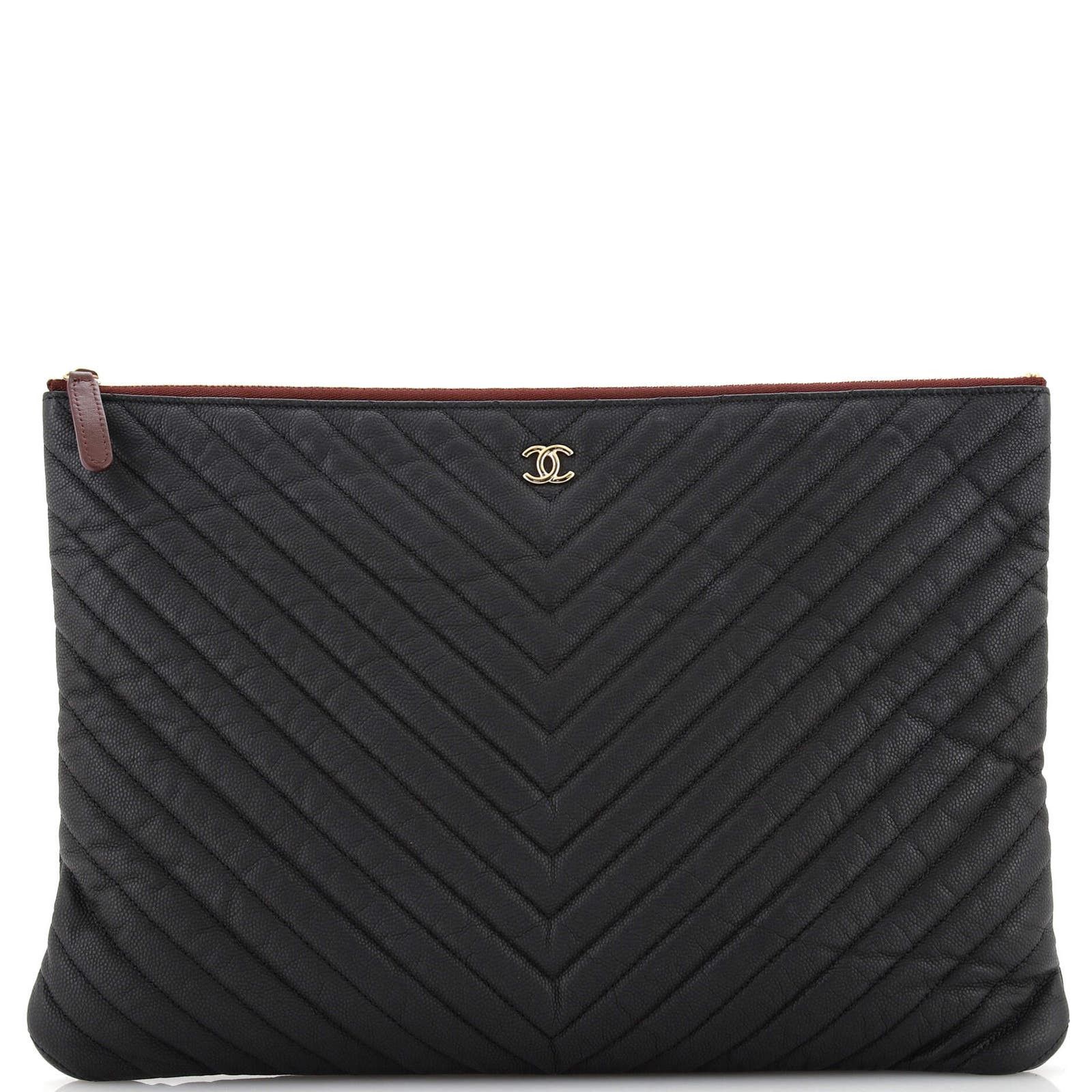 O Case Clutch Chevron Calfskin Large