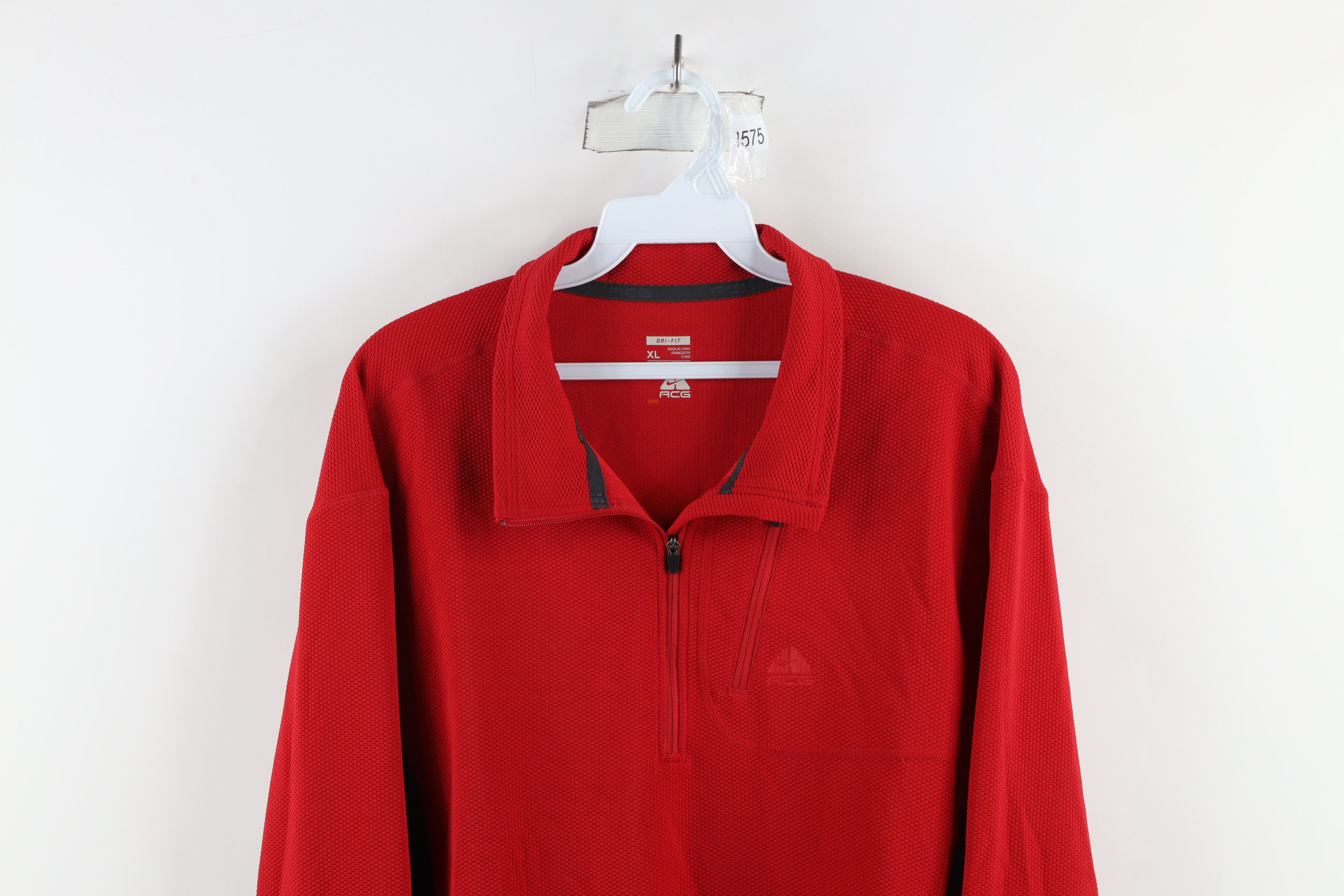 Nike × Vintage Vintage Nike ACG Swoosh Thermal Knit Half Zip Top Red Size US XL / EU 56 / 4 - 2 Thumbnail