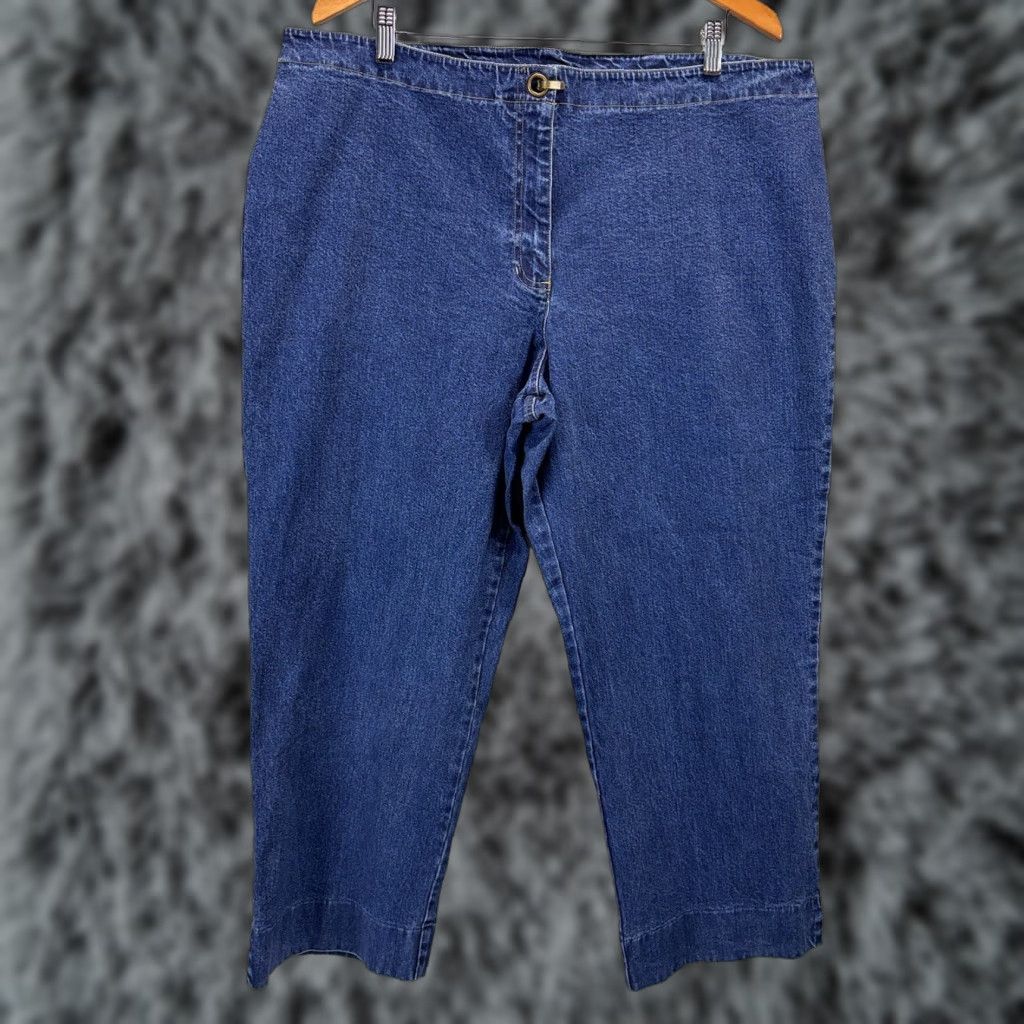 Ralph Lauren VINTAGE Lauren Ralph Lauren Crop Jeans 20W Plus Blue Straight Leg Buckle Women Size 42" / US 20 - 1 Thumbnail