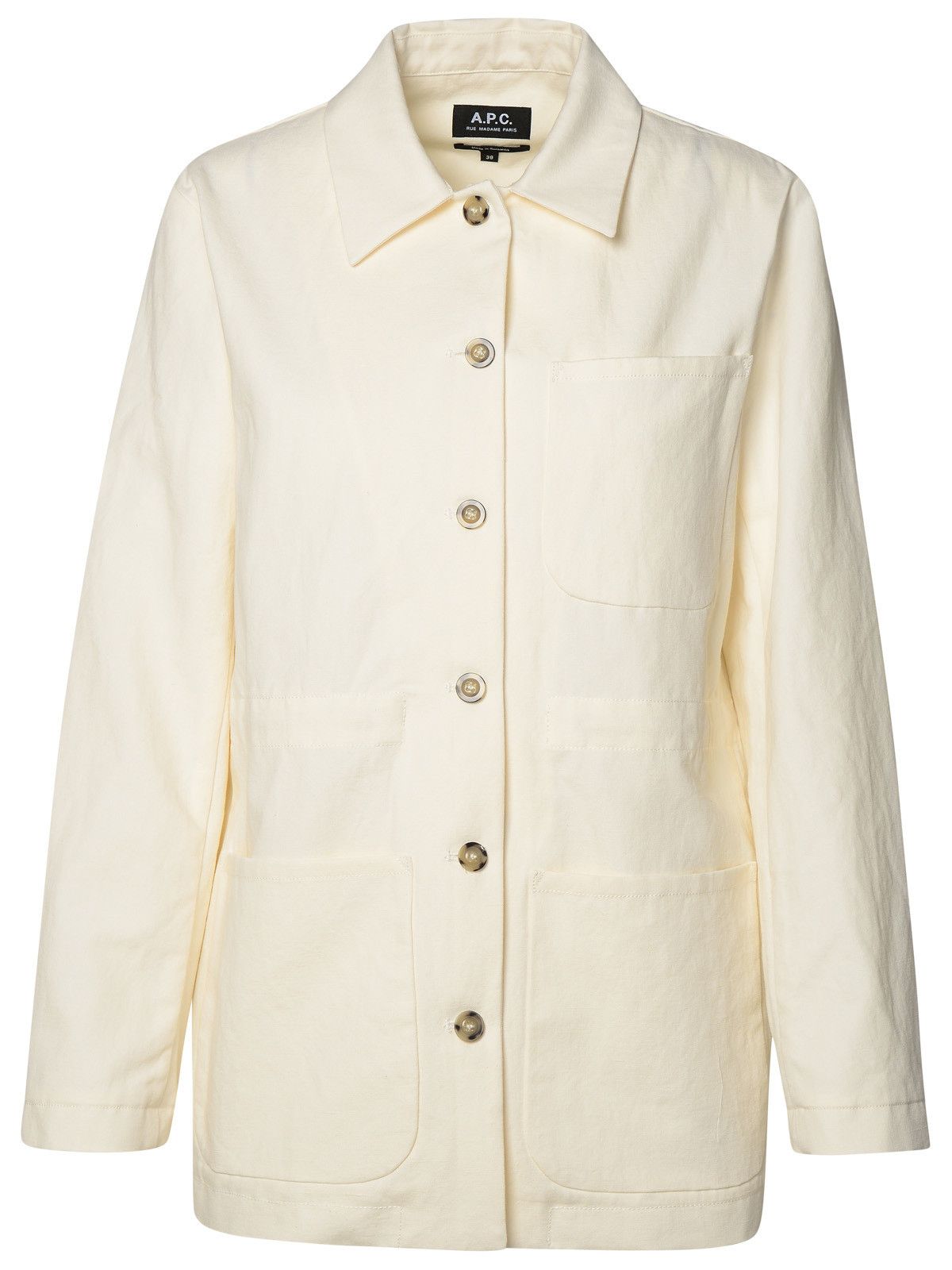 image of A P C White Cotton Blend Jacket, Women's (Size XS)
