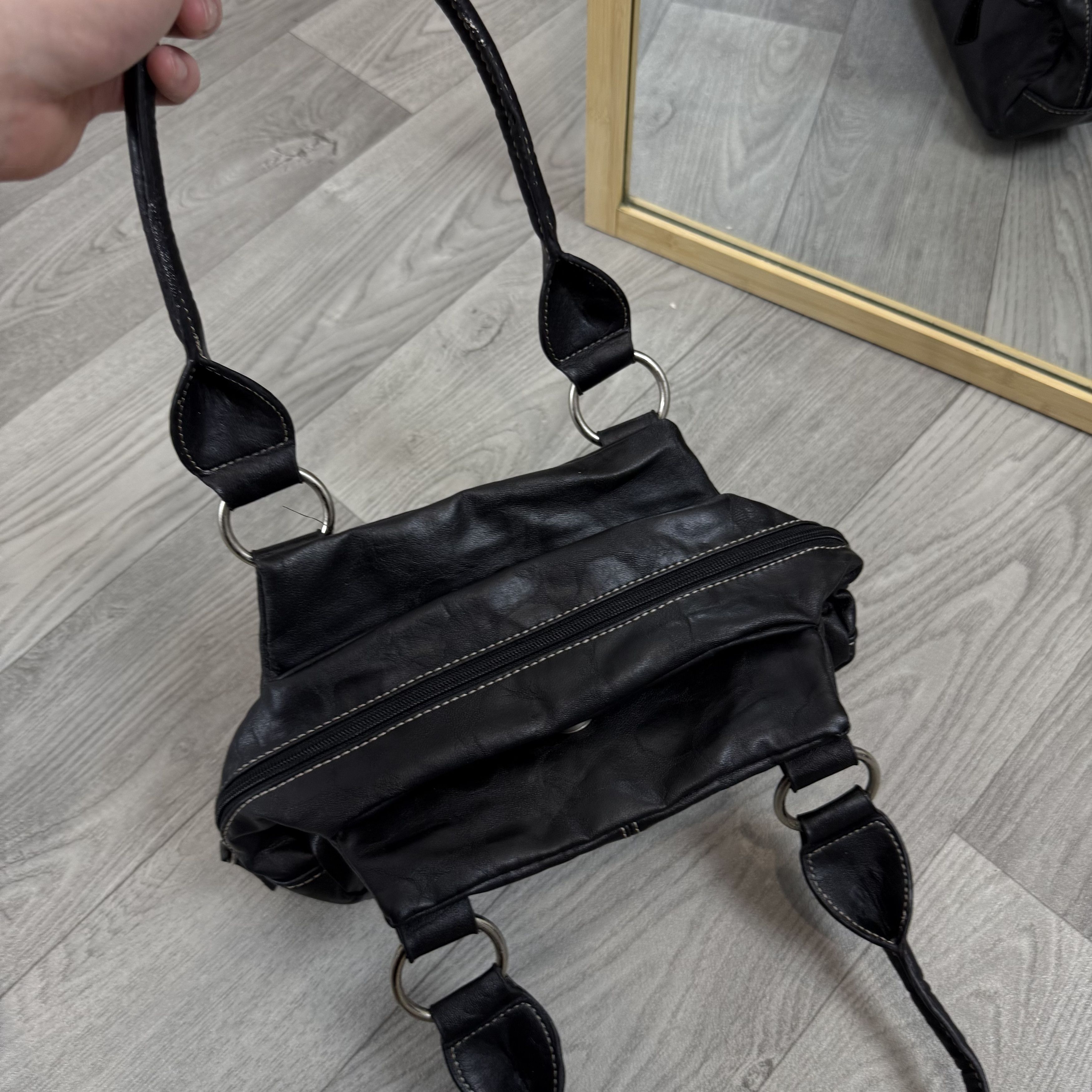 Vintage Vintage Y2K Avantgarde Black Shoulder Handle Bag Size ONE SIZE - 7 Thumbnail