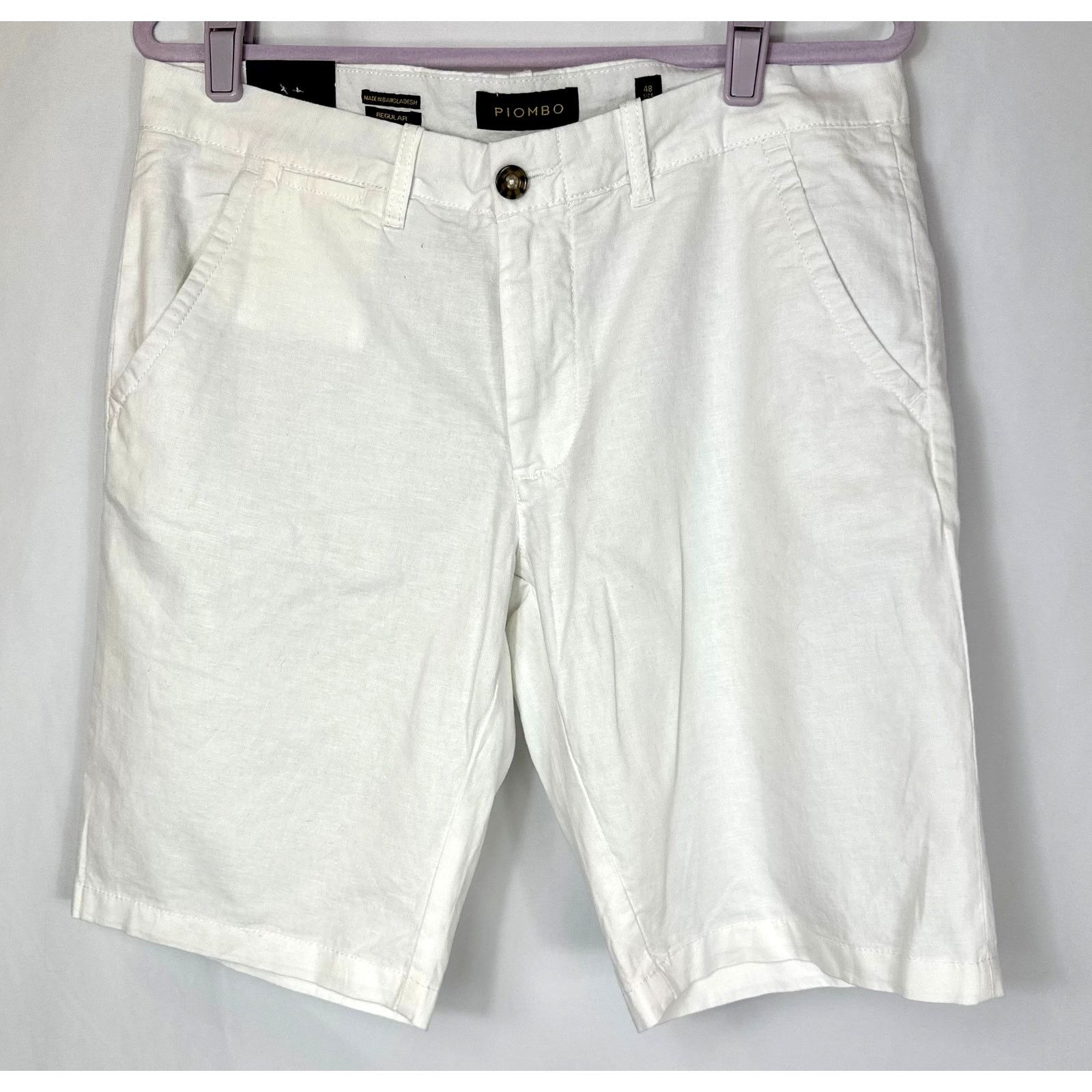 PIOMBO Piombo Stretch Cotton Chino Shorts White L Size US 32 / EU 48 - 8 Thumbnail