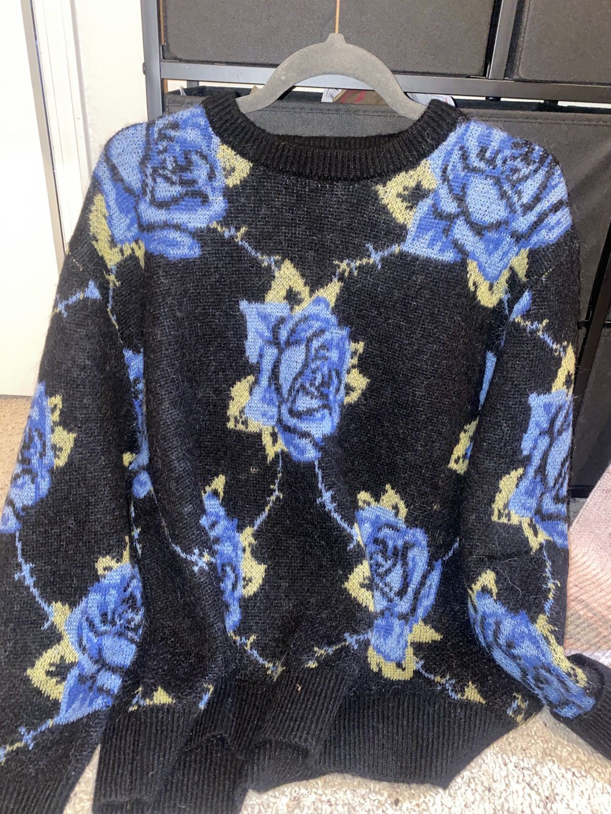 image of Born x Raised Roses Sweater in Black, Men's (Size Small)