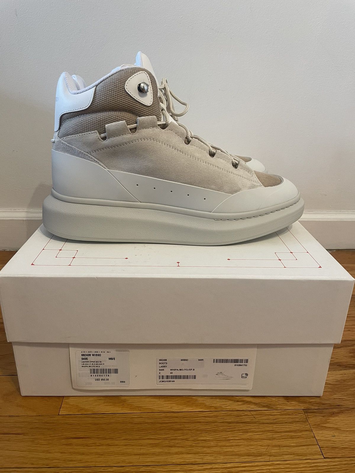 image of Alexander Mcqueen Hi Top Sneaker Larry Boot in Beige, Men's (Size 10)