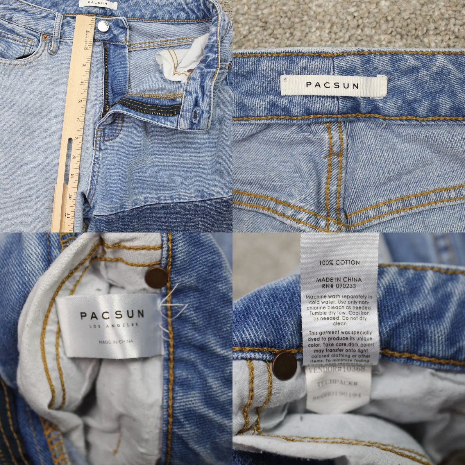 Pacsun PACSUN Mom Jeans Womens 26 Blue Patchwork Cotton Straight Leg 2 Tone 26" inseam Jeans 90s Womens Size 26" / US 2 / IT 38 - 8 Thumbnail
