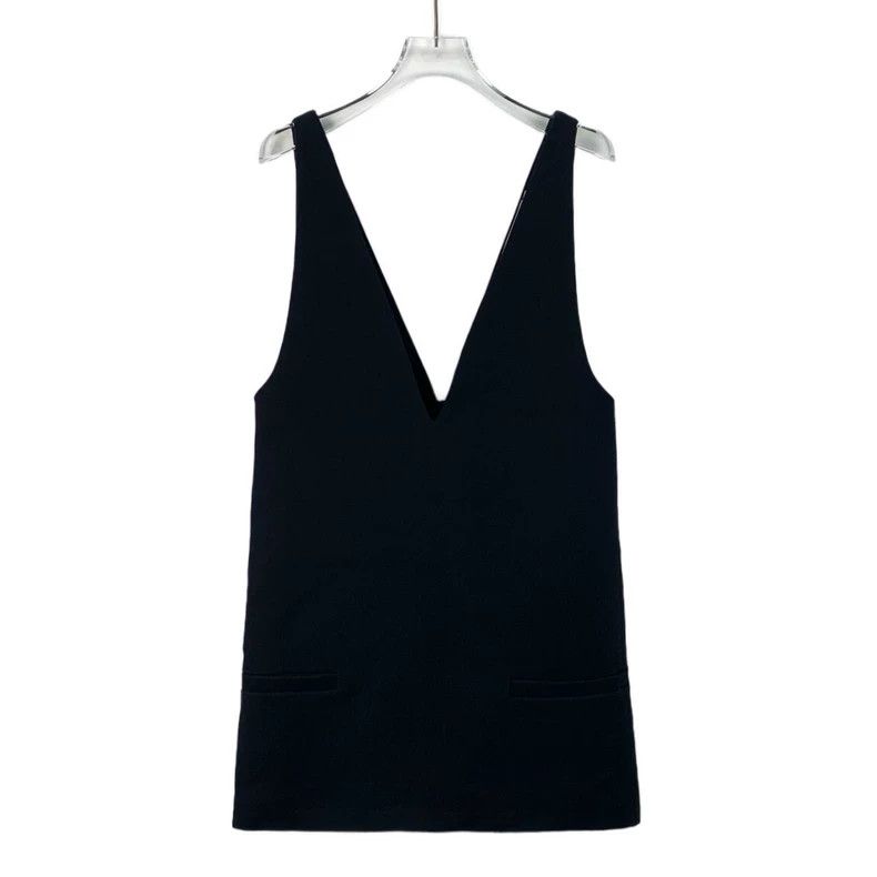 Dior Dior Black back zipper wool V-neck sleeveless dress Size XXS / US 00 / IT 34 - 1 Thumbnail