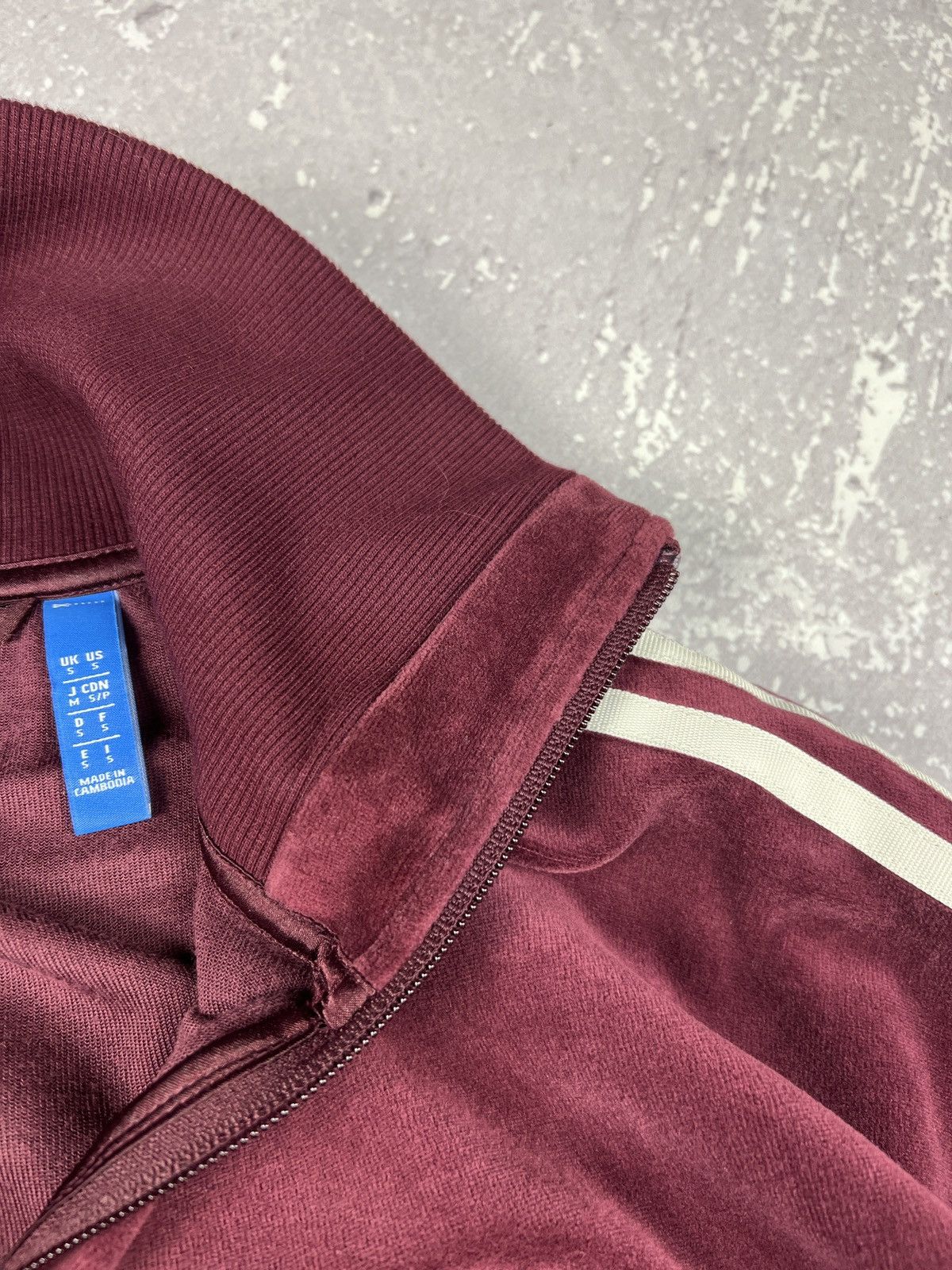 Adidas RARE Retro Adidas Velour Tack Top Jacket Mens S-M Burgandy Size US M / EU 48-50 / 2 - 7 Thumbnail