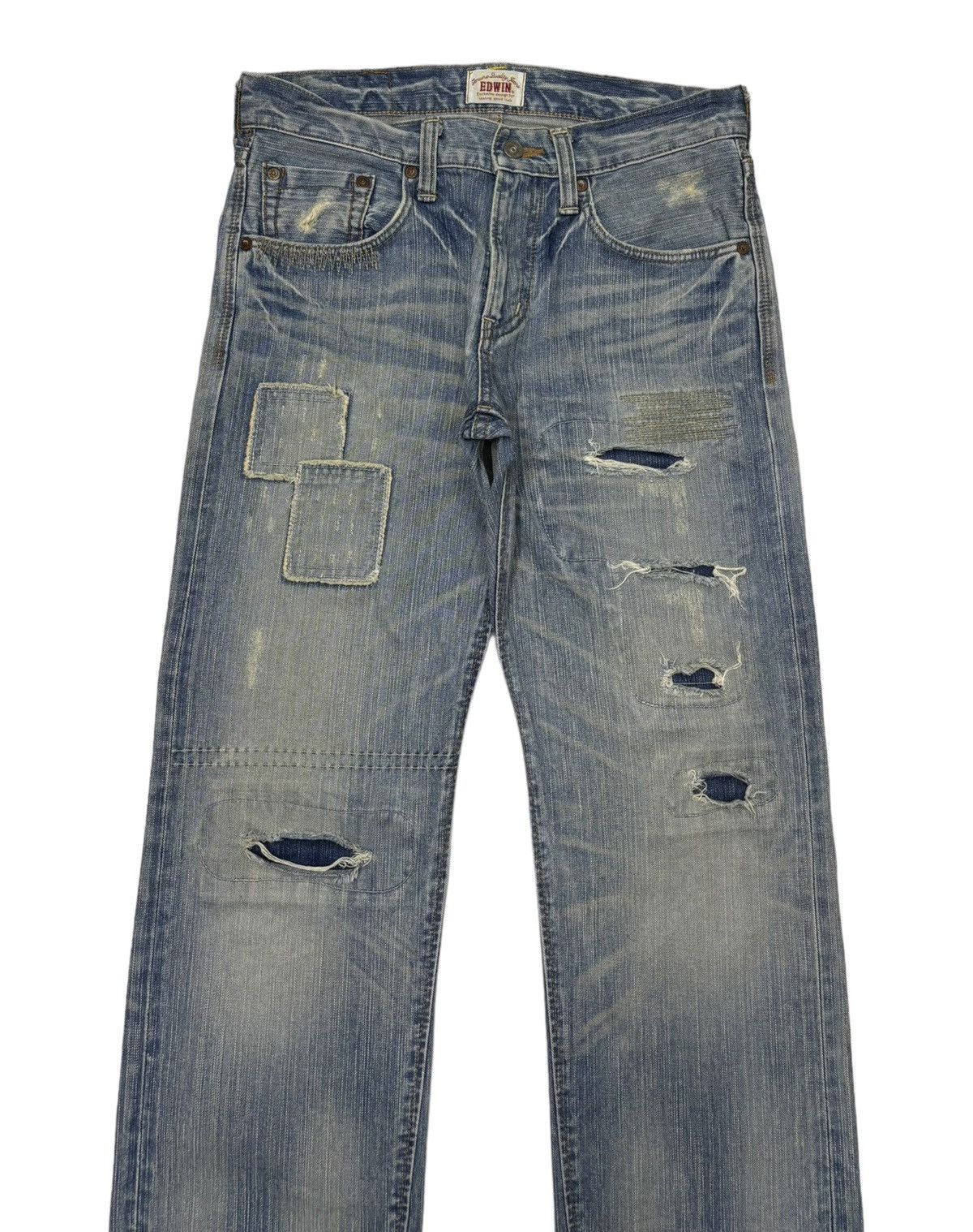 Kapital ❤️‍🔥EDWIN DISTRESS PATCHWORK KAPITAL STYLE DENIM JEANS Size US 31 - 5 Thumbnail