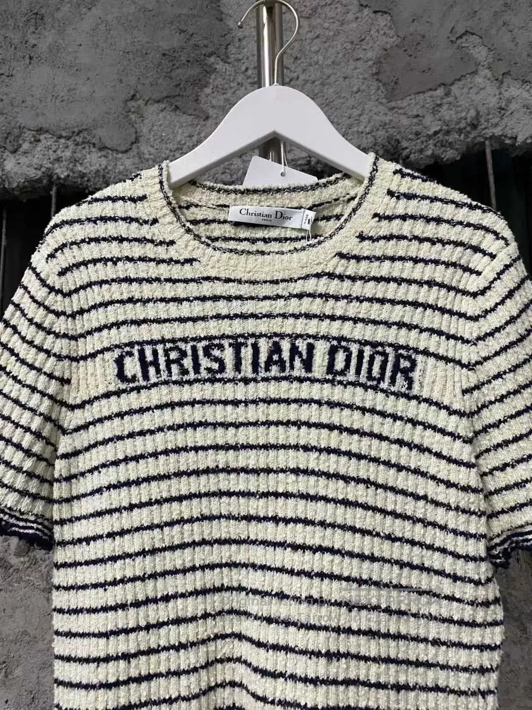 Dior Dior Black and White Striped Short Sleeve Top. Size L / US 10 / IT 46 - 3 Thumbnail