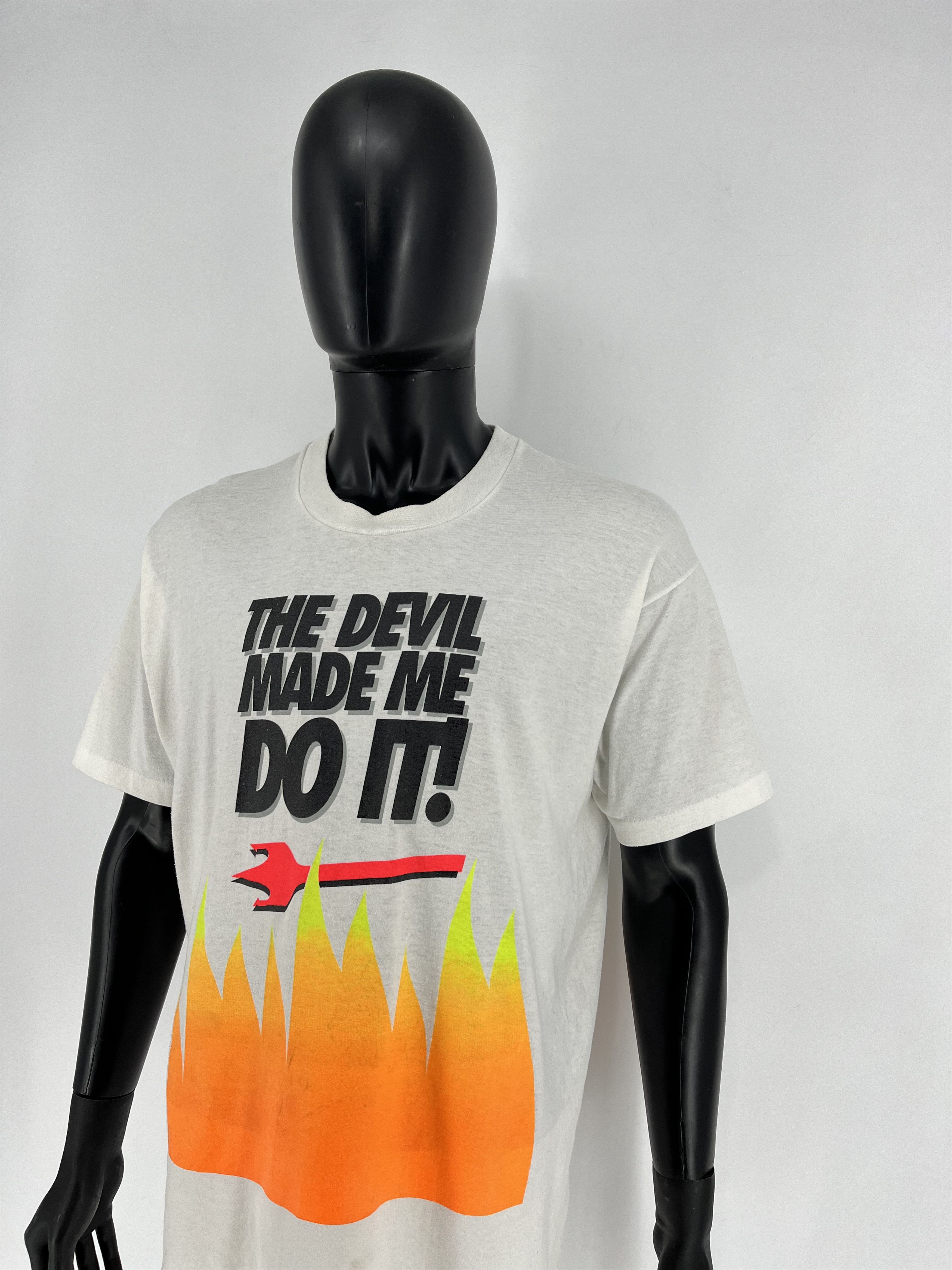 Vintage Vintage 90s The Devil Made Me Do It Graphic WOOD DEVIL Size US XL / EU 56 / 4 - 5 Thumbnail